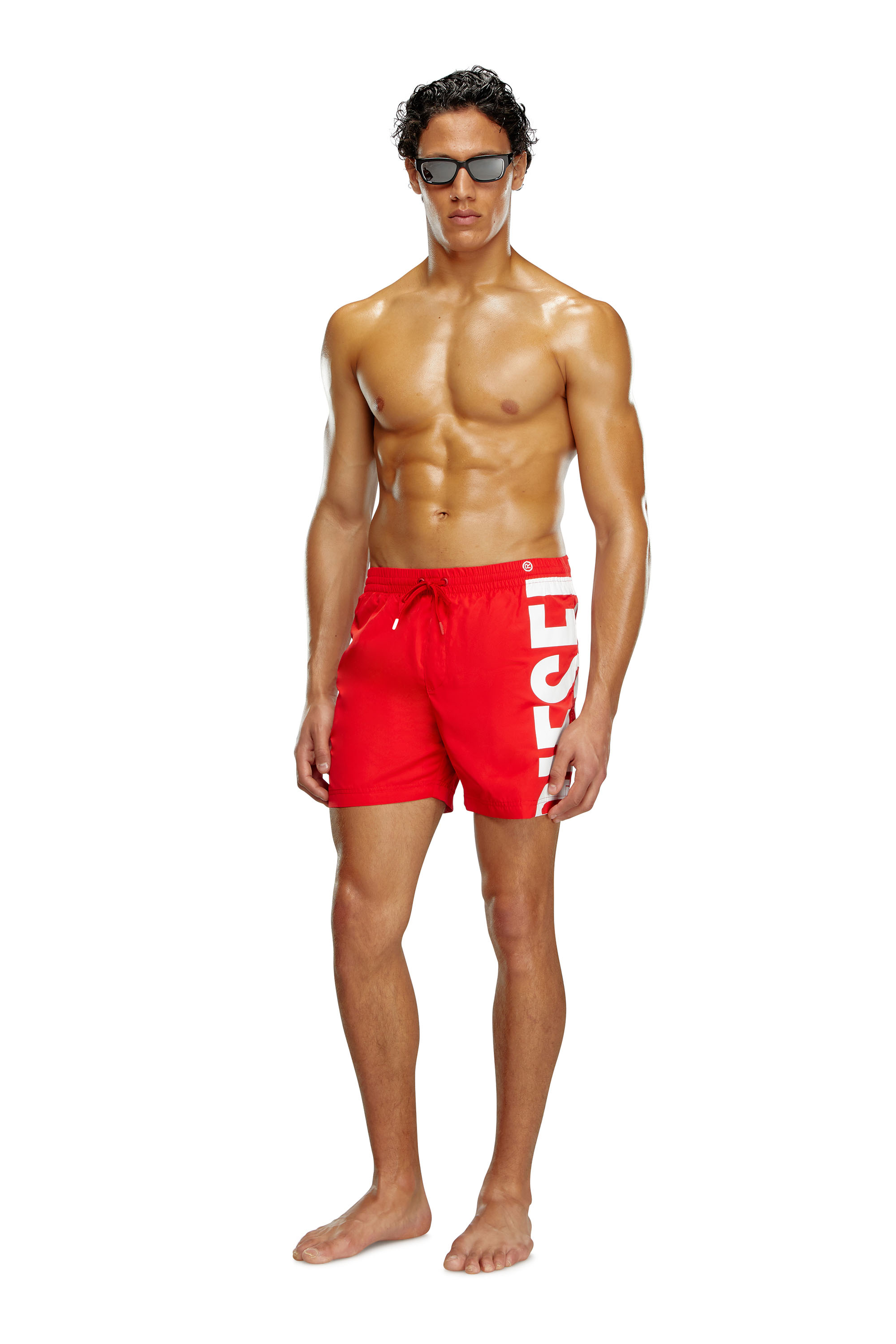 Diesel - BMBX-RIO-41, Boardshort con stampa logo laterale Uomo in Rosso - 2