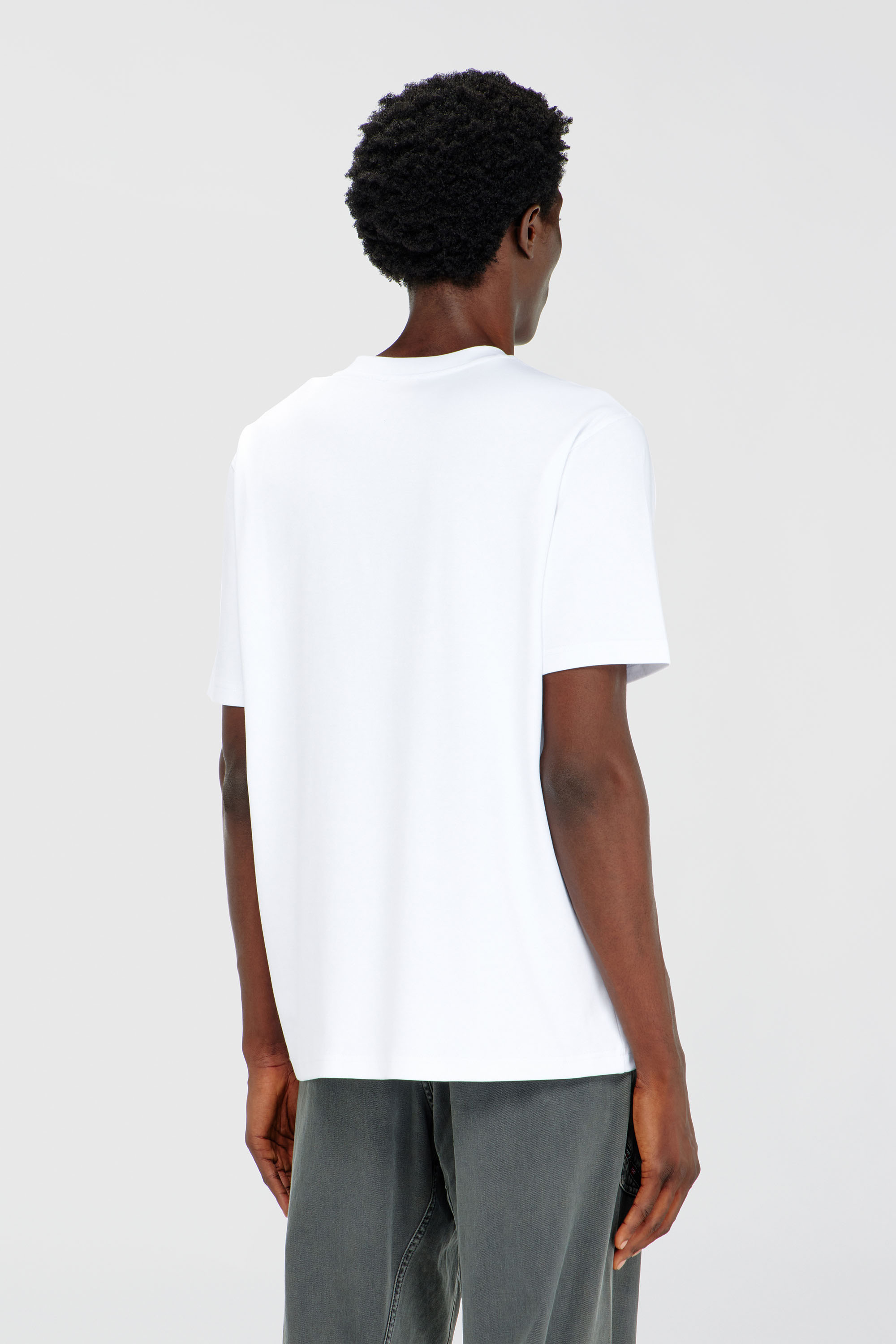 Diesel - T-ADJUST-AA2, T-shirt en interlock de coton avec logo brod&eacute; Homme in Blanc - 4