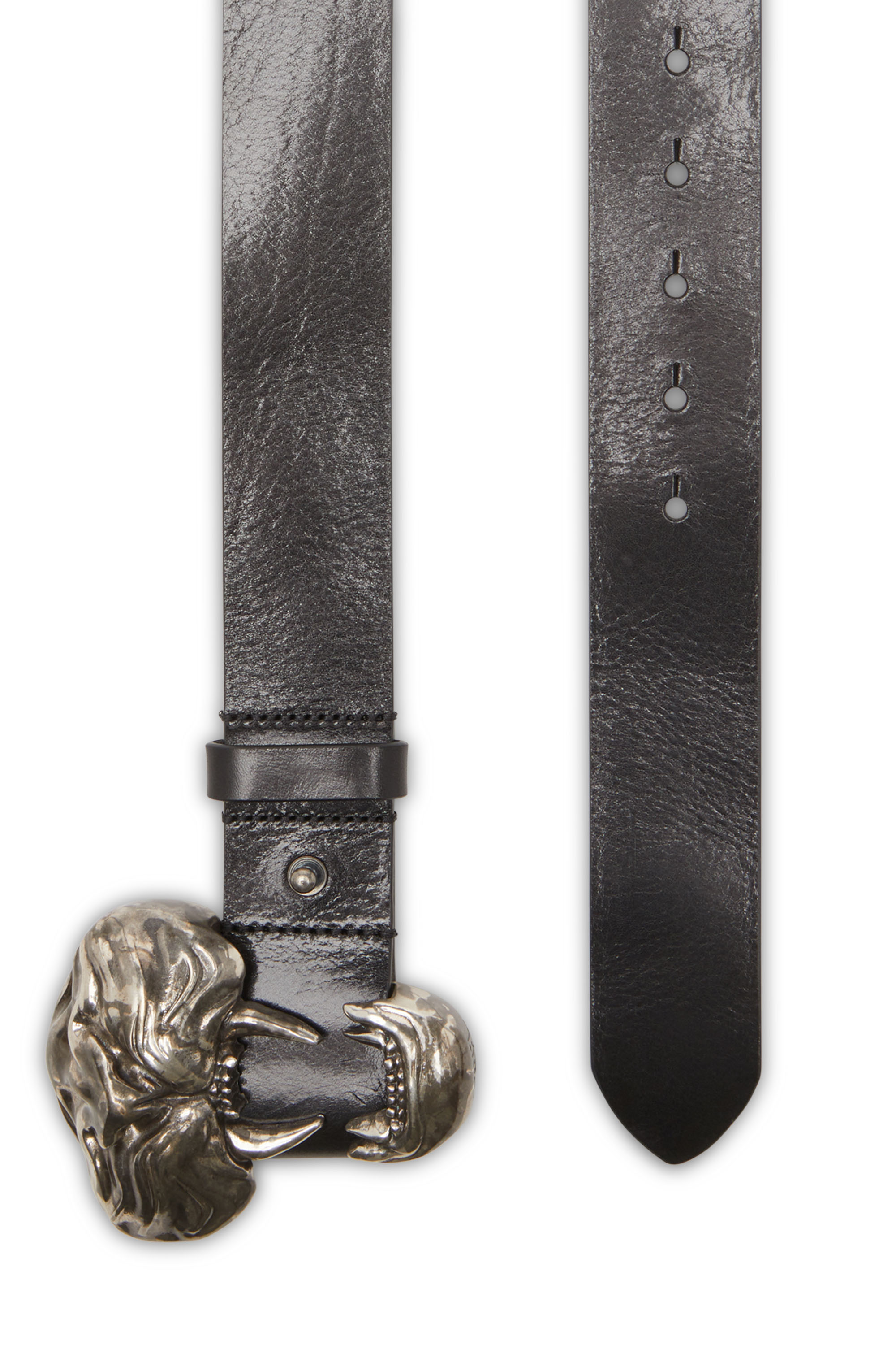 Diesel - B-ITE, Ceinture en cuir avec boucle effet mordant Mixte in Noir - 2