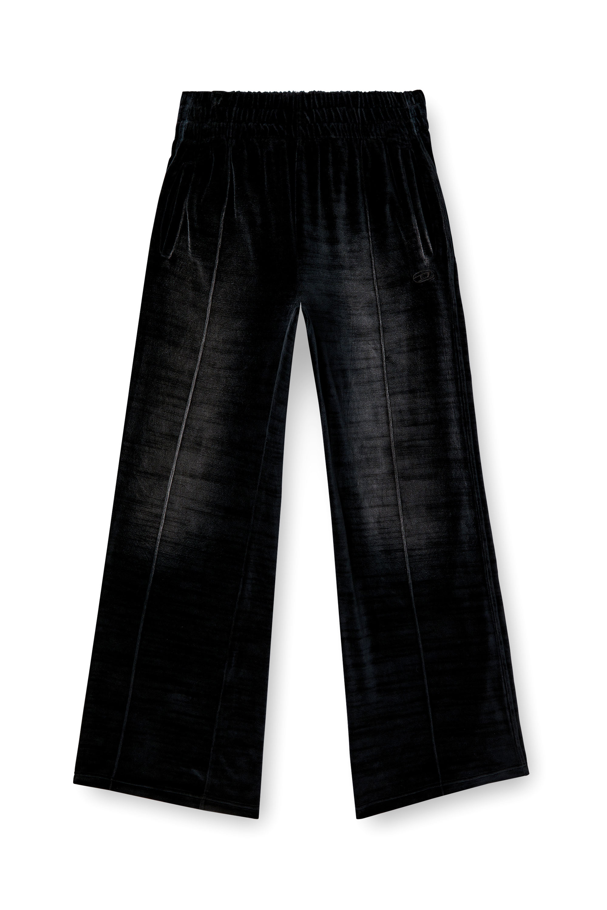 Diesel - P-OZAMP-BAND, Pantaloni tuta in ciniglia sfumata Uomo in Nero - 3