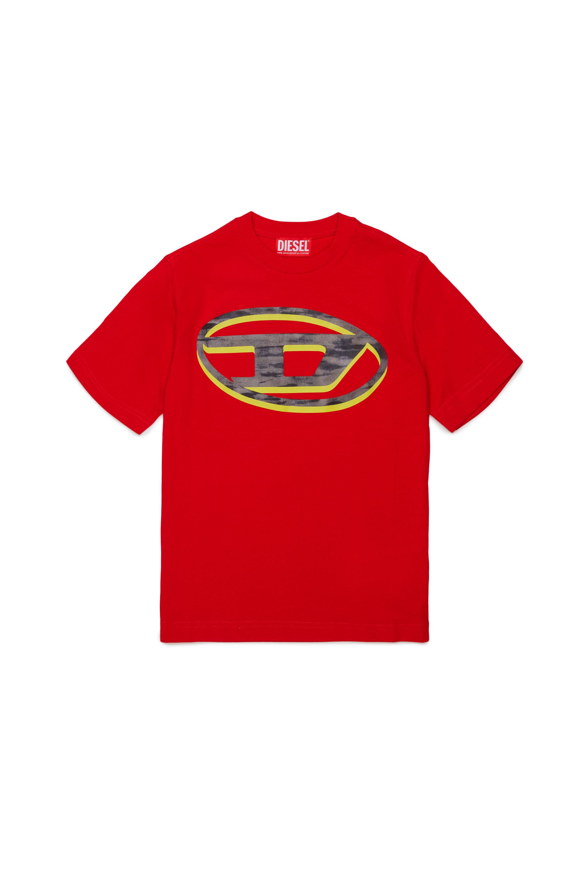 Diesel - TVEL OVER, Herren T-Shirt mit zweifarbigem Oval D Print in Rot - 1