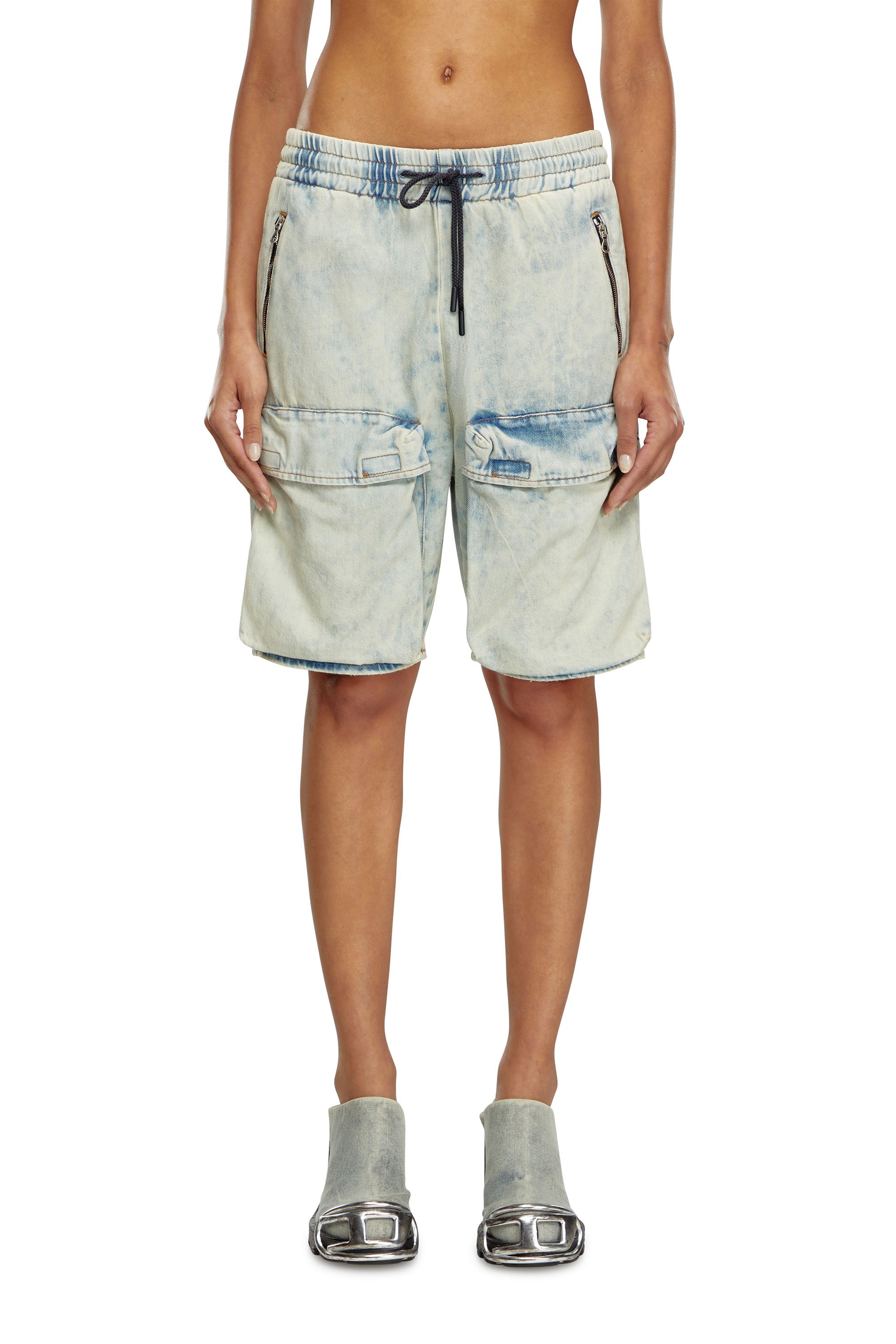 Diesel - D-RIDE-S, Damen Cargoshorts aus Denim in Hellblau - 1