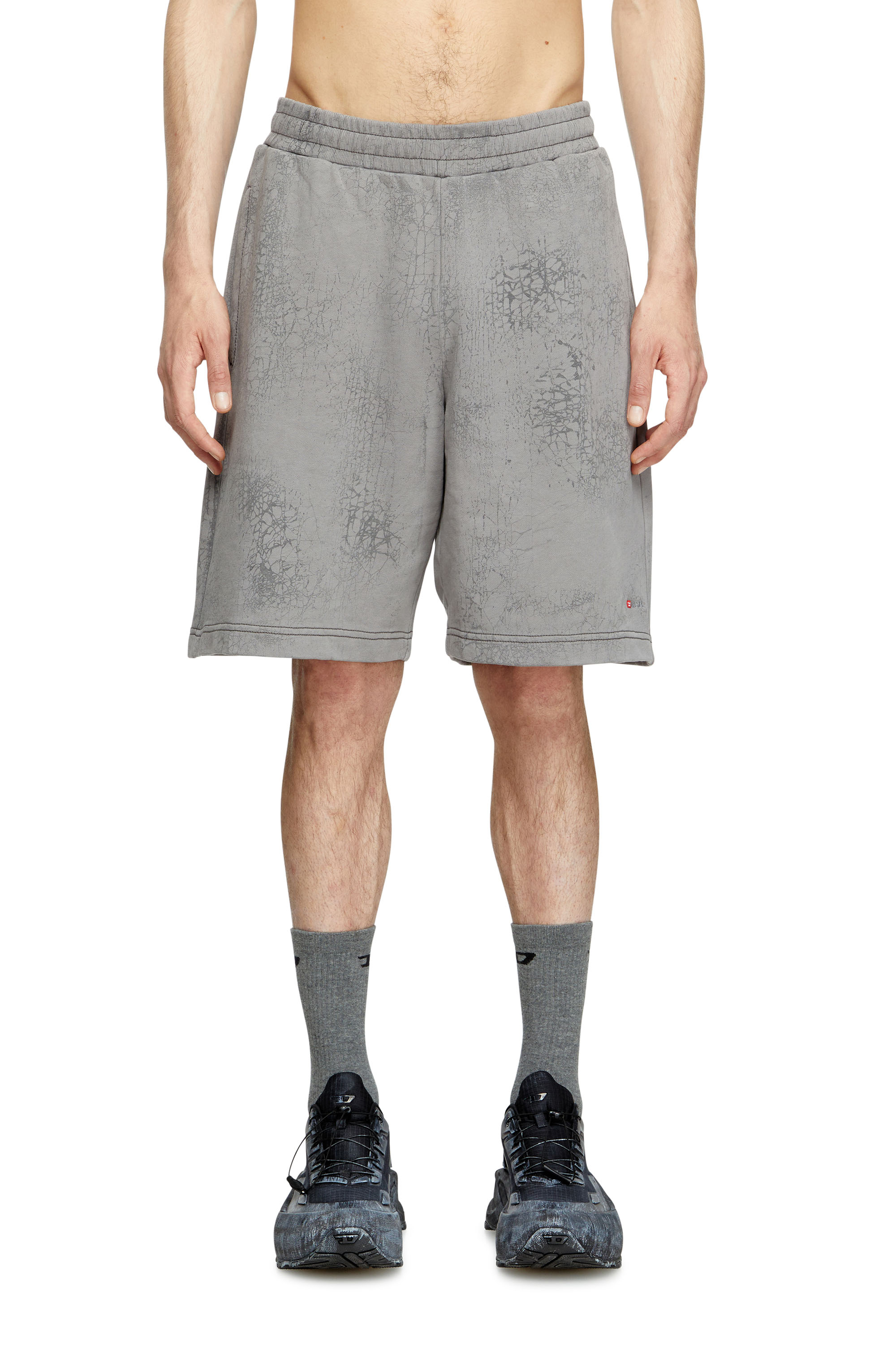 Diesel - P-CREW, Herren Shorts aus gewachstem Jersey in Grau - 2