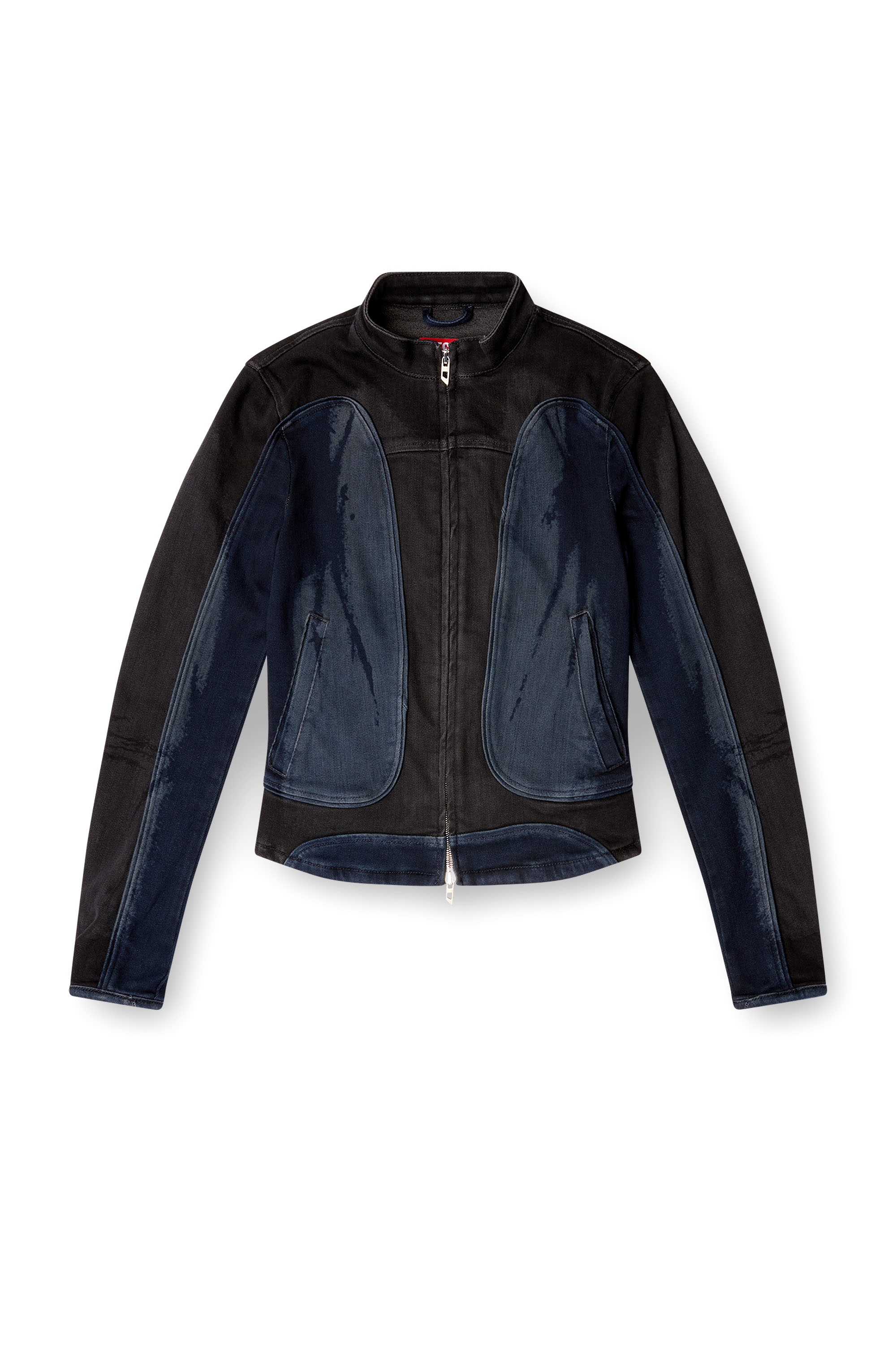 Diesel - DE-MORNY-S, Giacca stile biker in denim bicolor Donna in Multicolor - 3