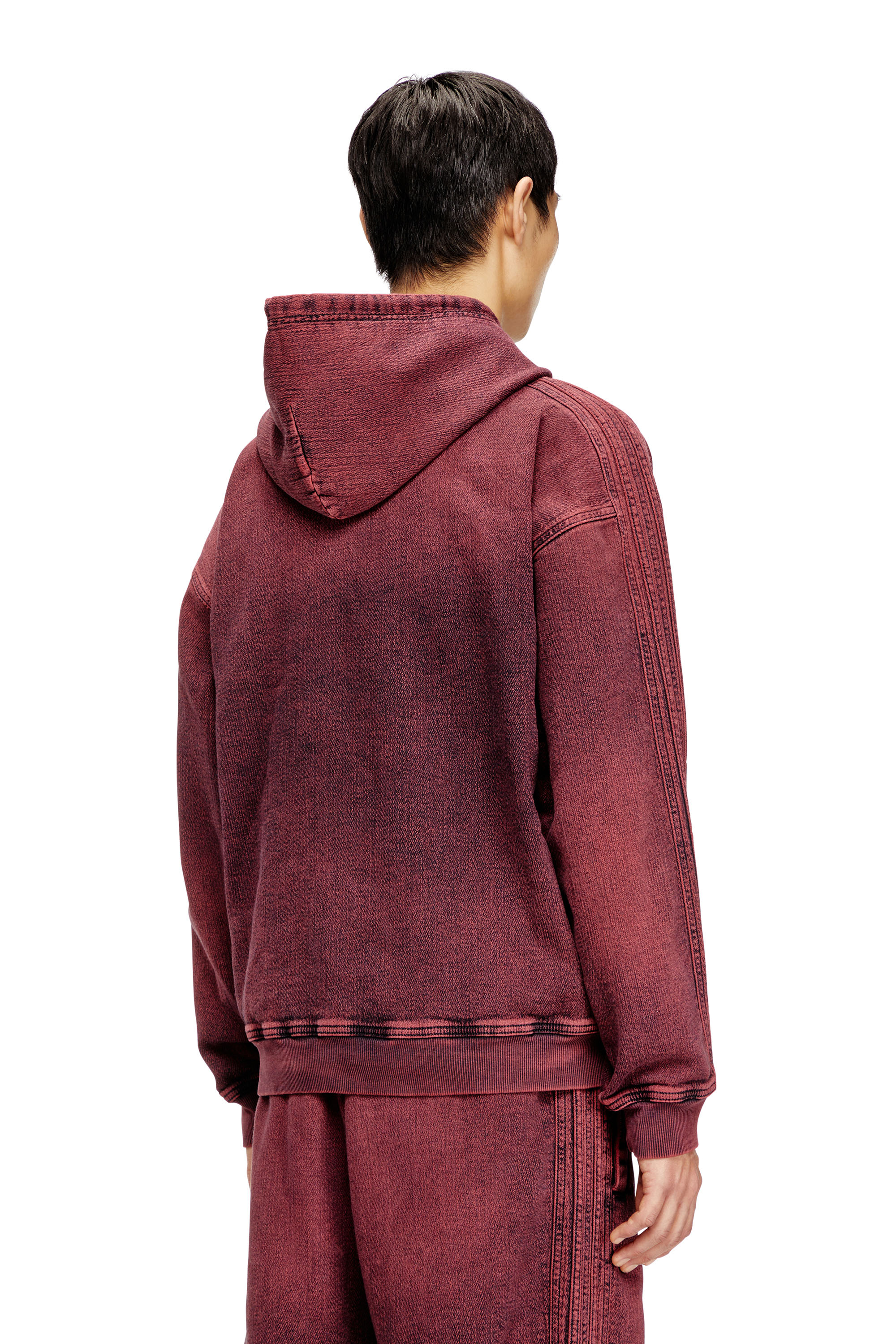 Diesel - D-UM-RIB-HORSE, Herren Hoodie aus indigoblauem Track-Denim mit Logo in Rot - 4