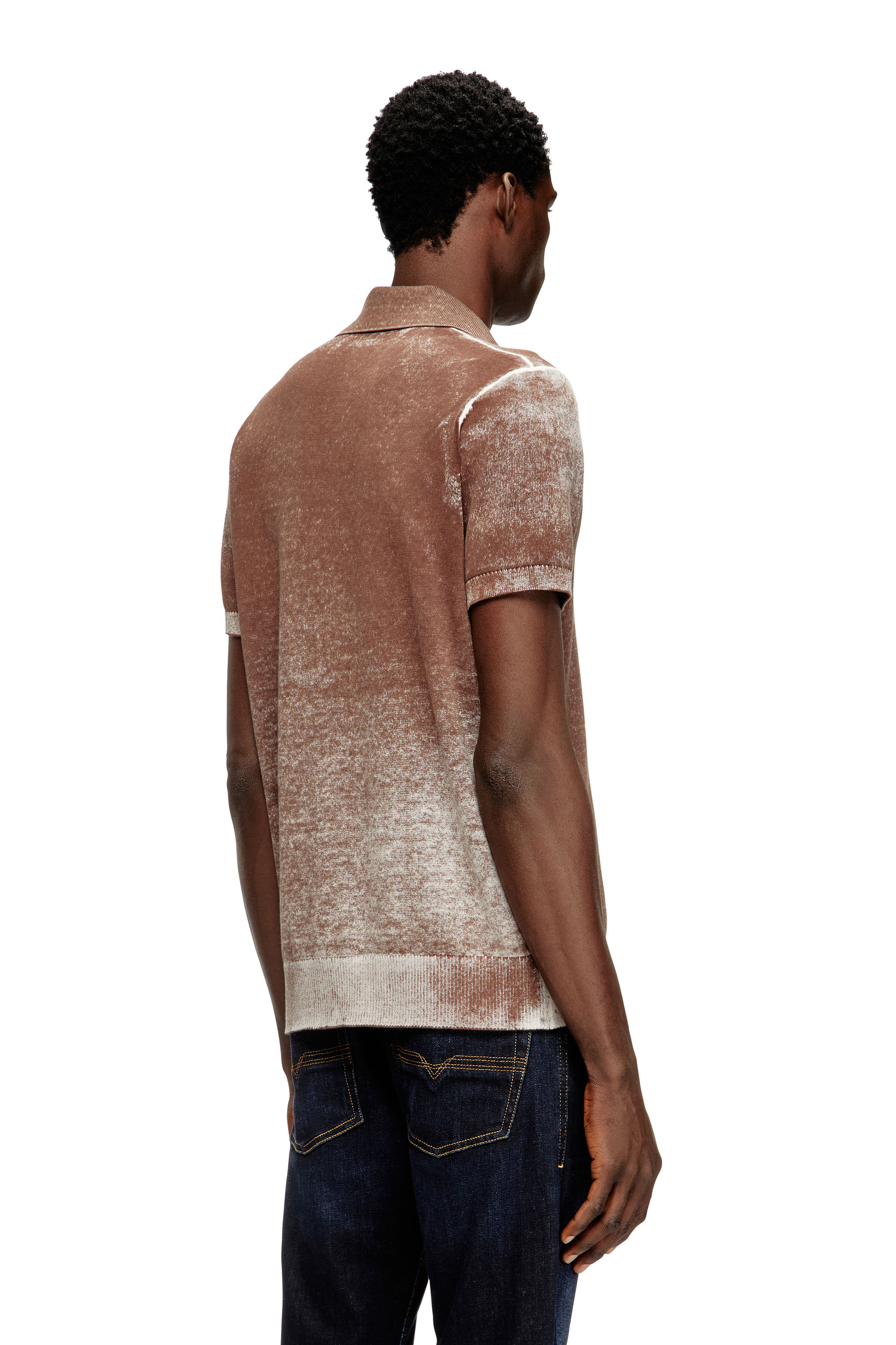 Diesel - K-LAWRIE, Polo in maglia con stampa interna sfumata Uomo in Marrone - 4