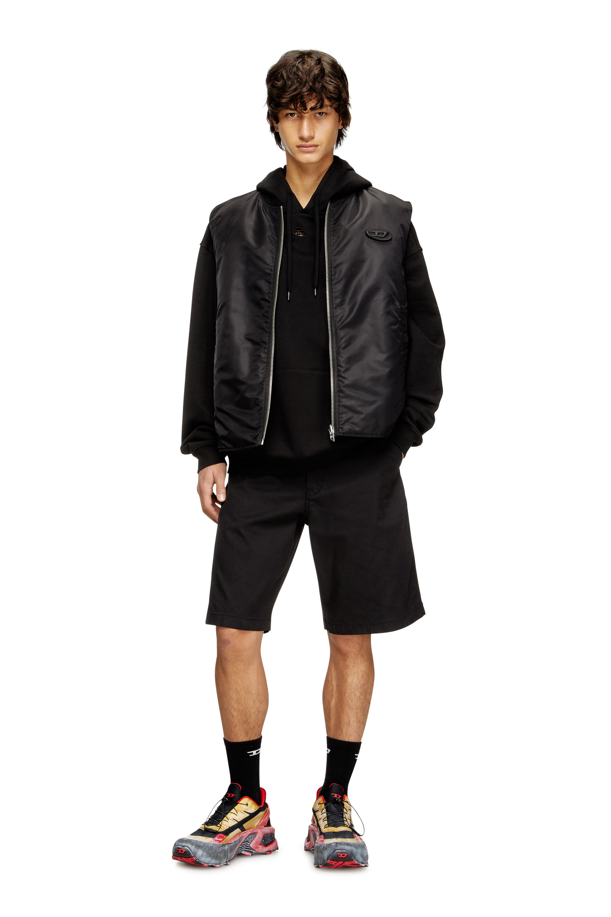 Diesel - W-TYPE-D1-SL, Herren Gepolsterte Satinweste mit Oval-D-Stickerei in Schwarz - 2