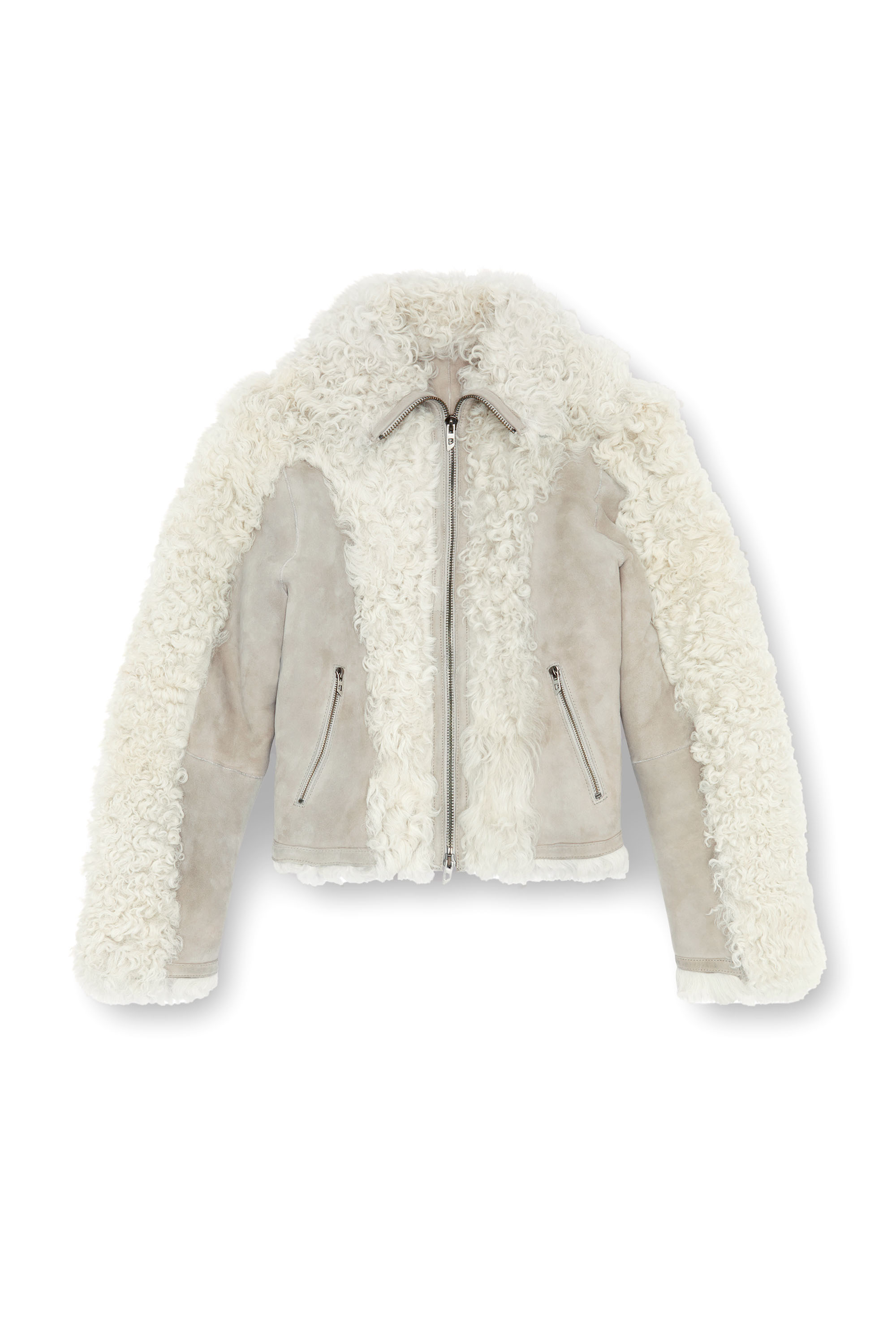 Diesel - L-AUREL, Damen Jacke aus Shearling in Weiß - 3