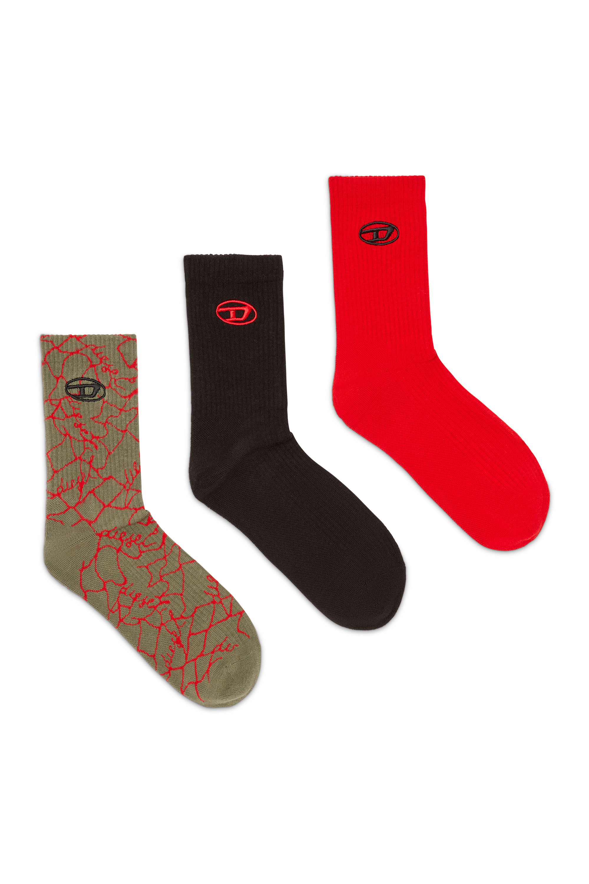 Diesel - SKM-D-TENNIS-CREW-17,5, Set da tre paia di calzini con dettaglio logo Uomo in Multicolor - 1