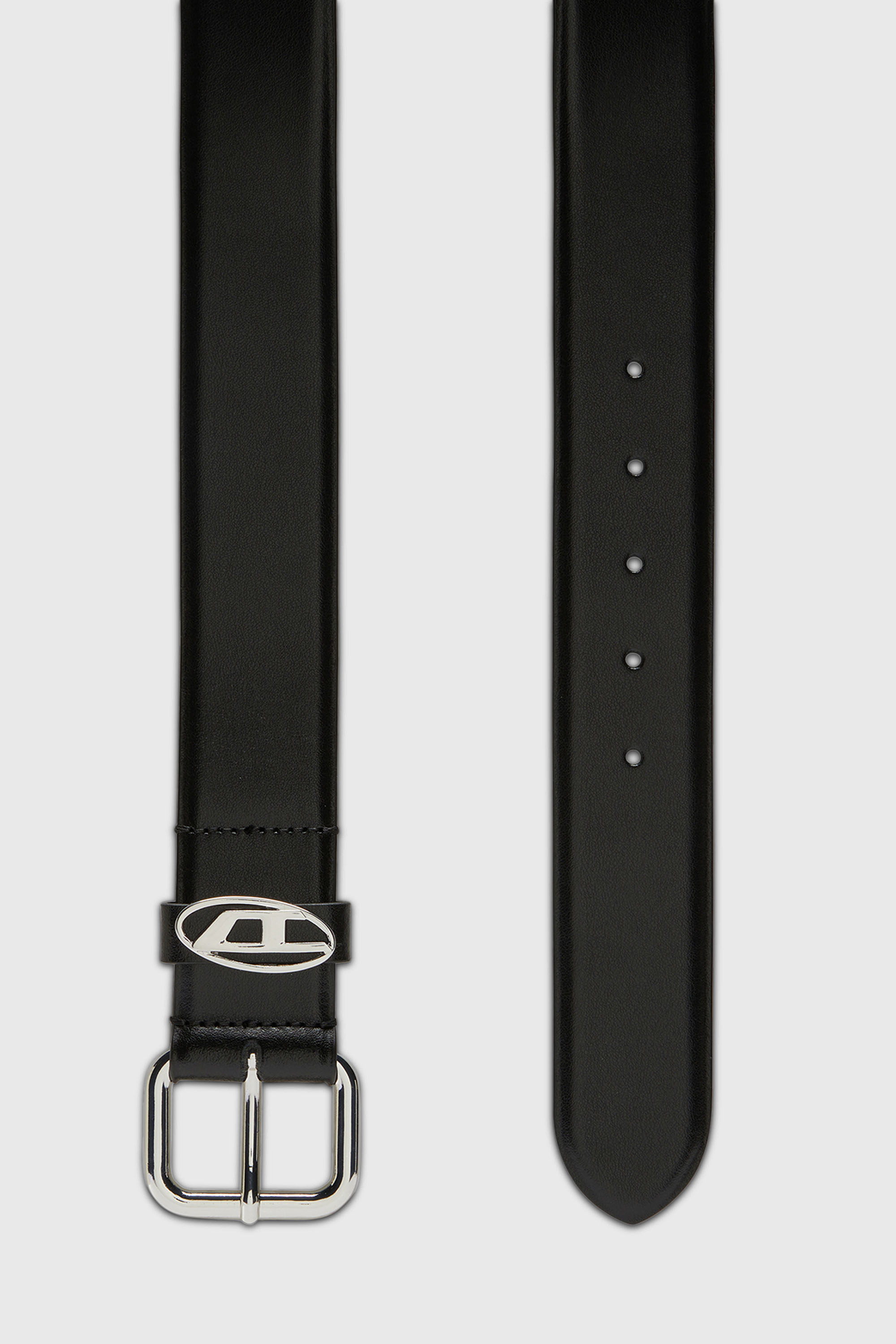 Diesel - B-1DR OVAL D LOOP, Ceinture 3.9 cm en cuir avec plaque &agrave; logo Mixte in Noir - 2
