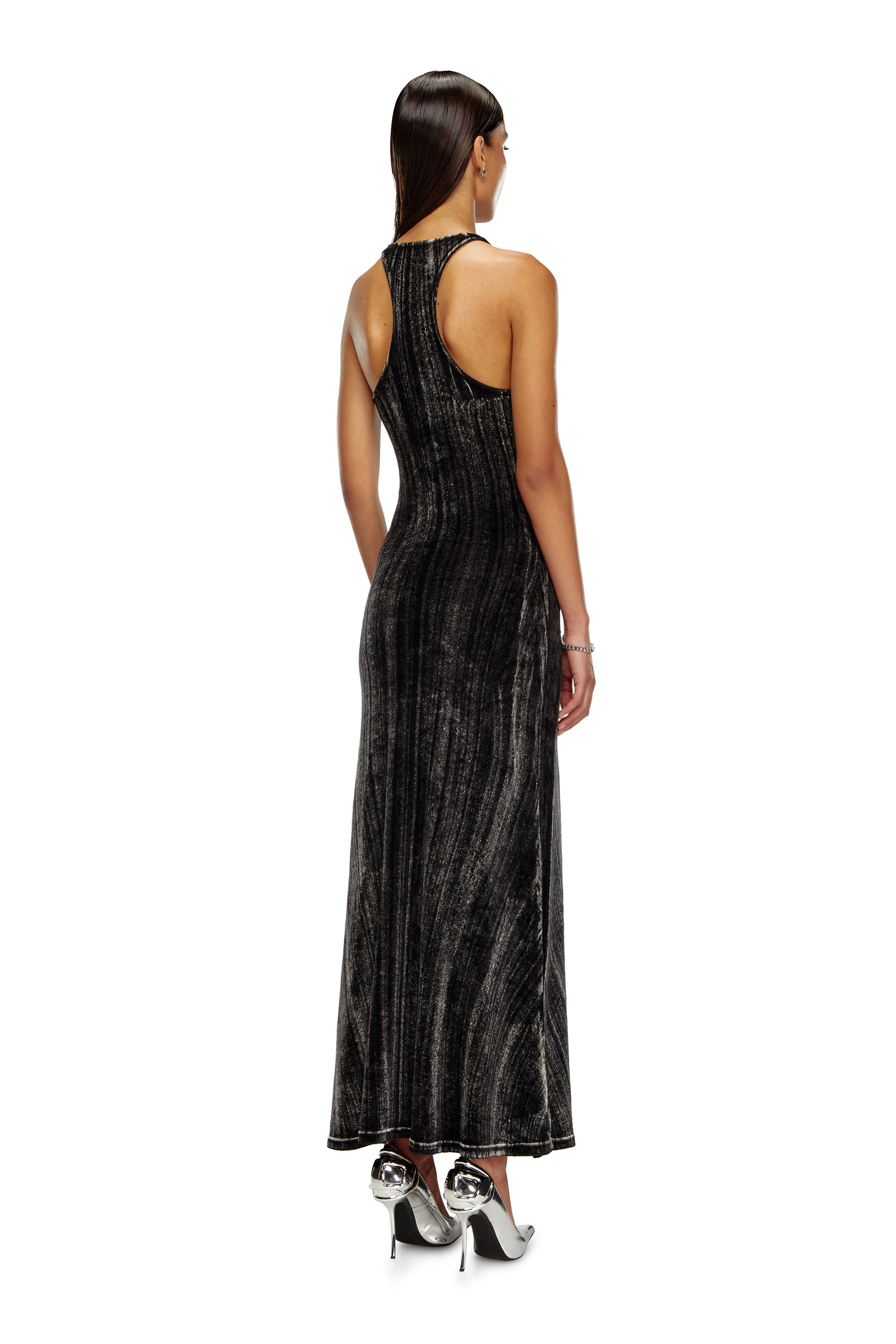 Diesel - D-VOG, Woman's Long chenille dress with racerback in Black - 3