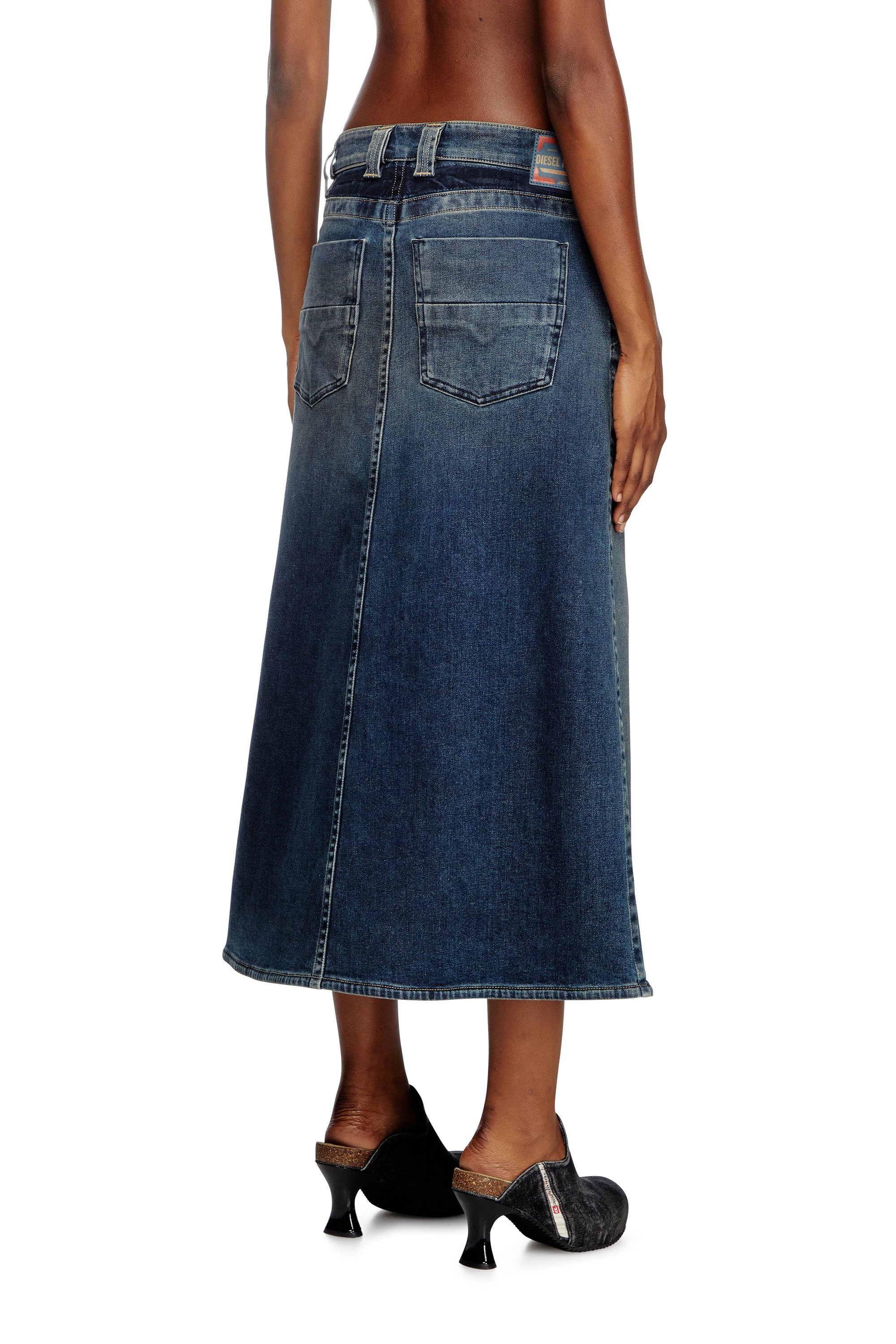 Diesel - DE-PAGO-MID-RE, Jupe midi en denim Rehab Femme in Bleu - 4