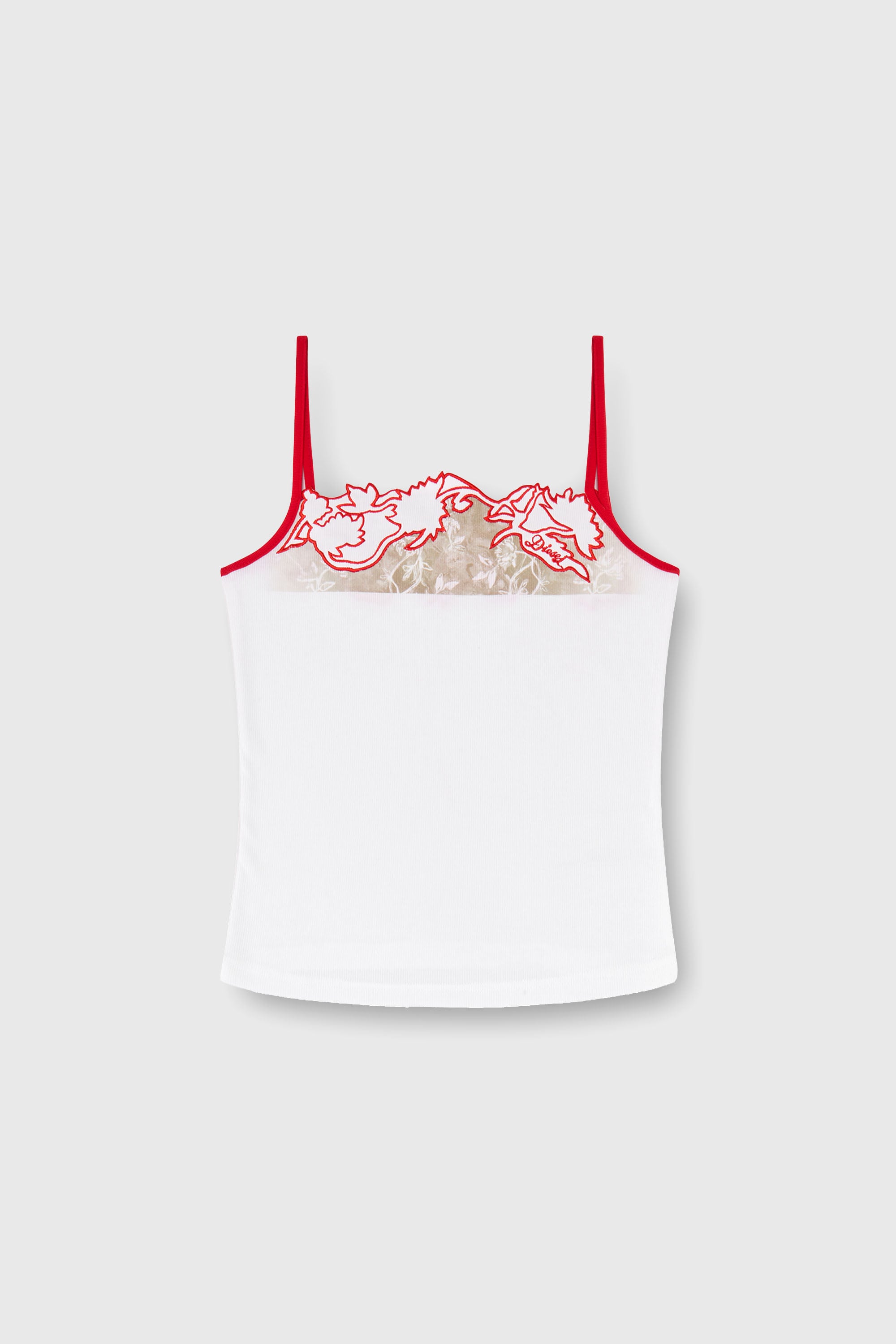 Diesel - T-EDNA, D&eacute;bardeur c&ocirc;tel&eacute; avec broderie florale en contour Femme in ToBeDefined - 2