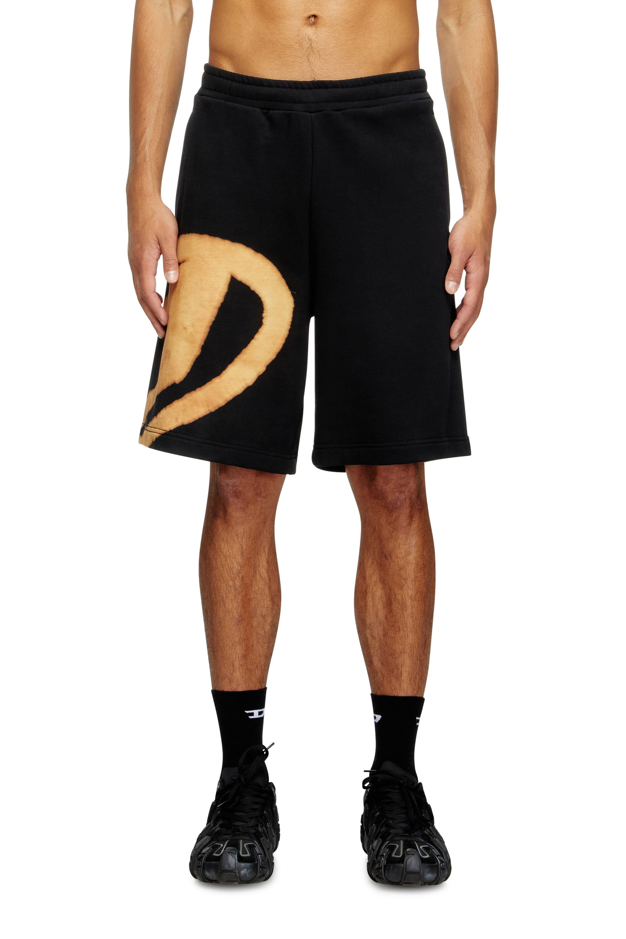 P-CROW-BLEACH, Nero/Arancione Diesel - P-CROW-BLEACH, Short in felpa con logo effetto bleach Uomo in Multicolor - 3