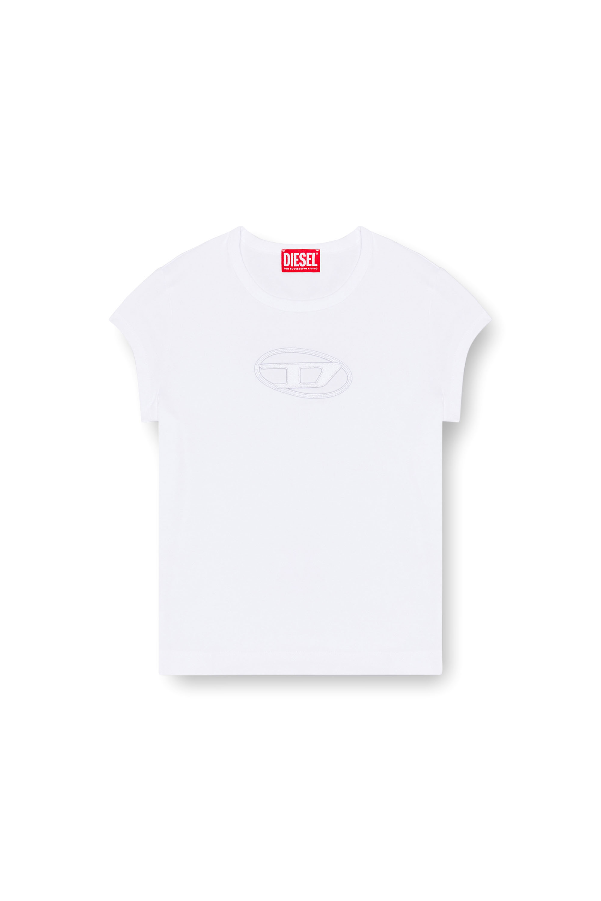 Diesel - T-ANGIE, Femme T-shirt avec logo peek-a-boo in Blanc - Image 5