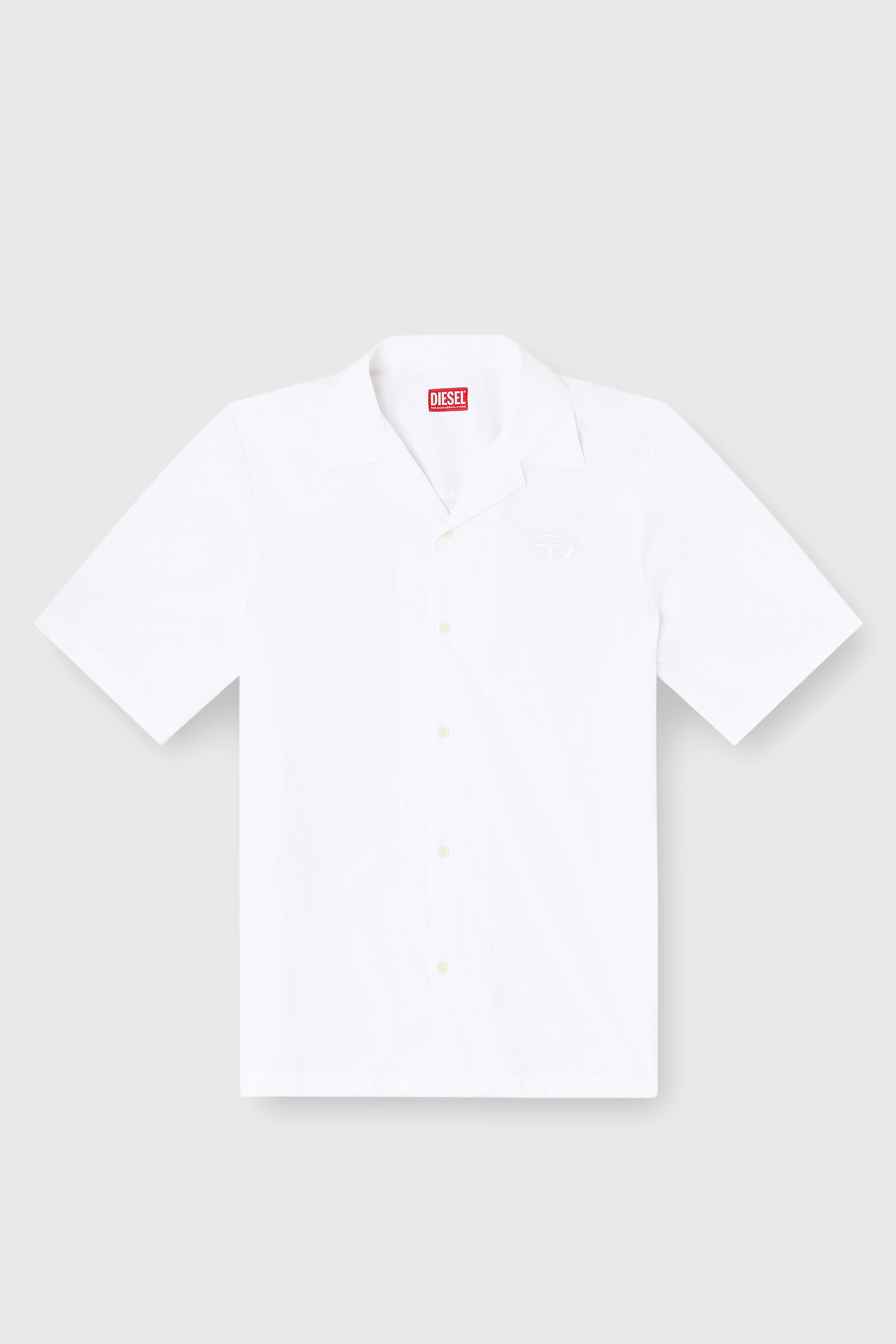 Diesel - S-MAC-GSBH, Camicia in popeline elasticizzato con ricamo Oval D Uomo in Bianco - 2