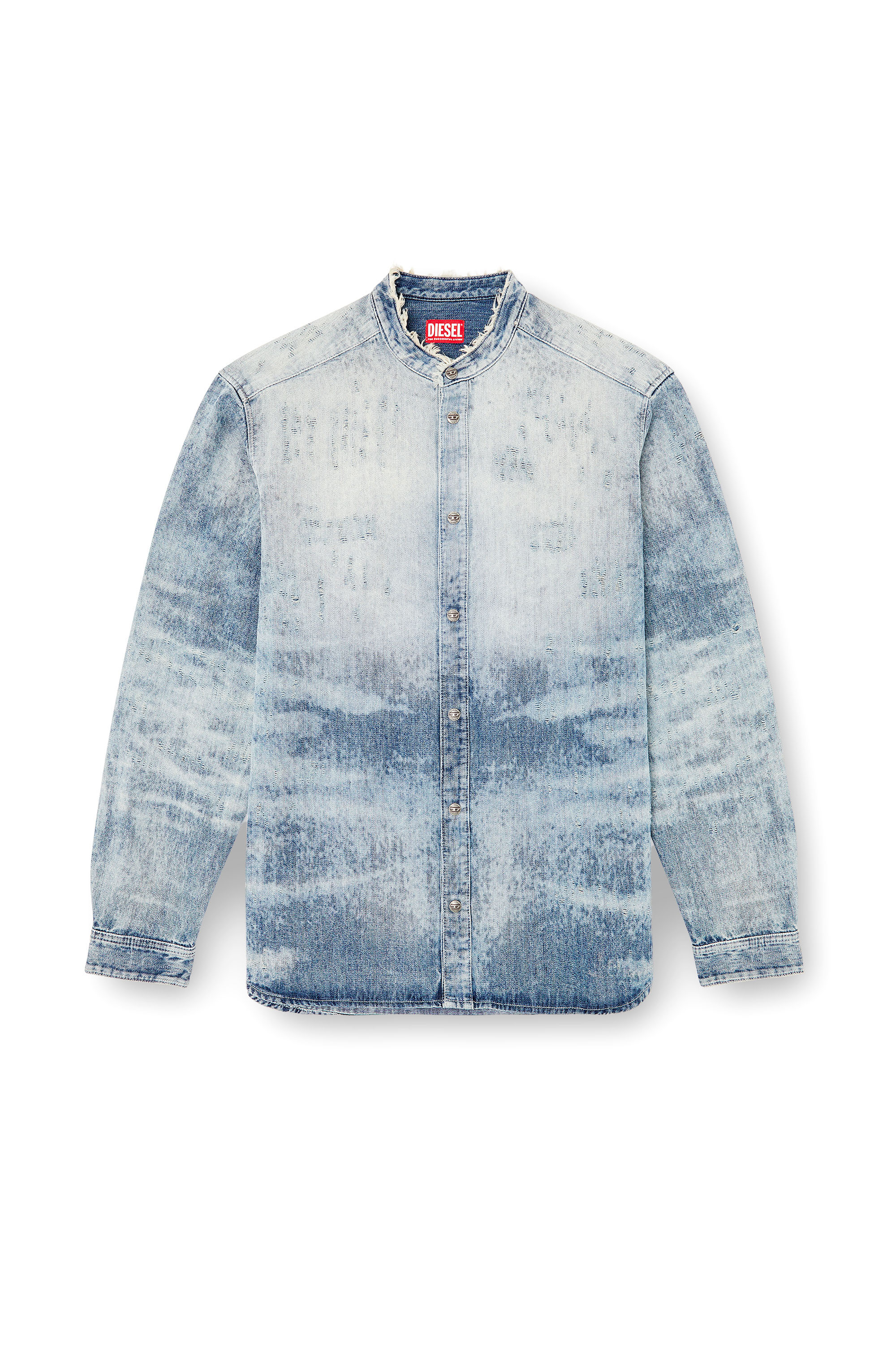 Diesel - D-SIMP-FSH, Herren Hemd aus vielgetragenem Wabenmuster-Denim in Hellblau - 3