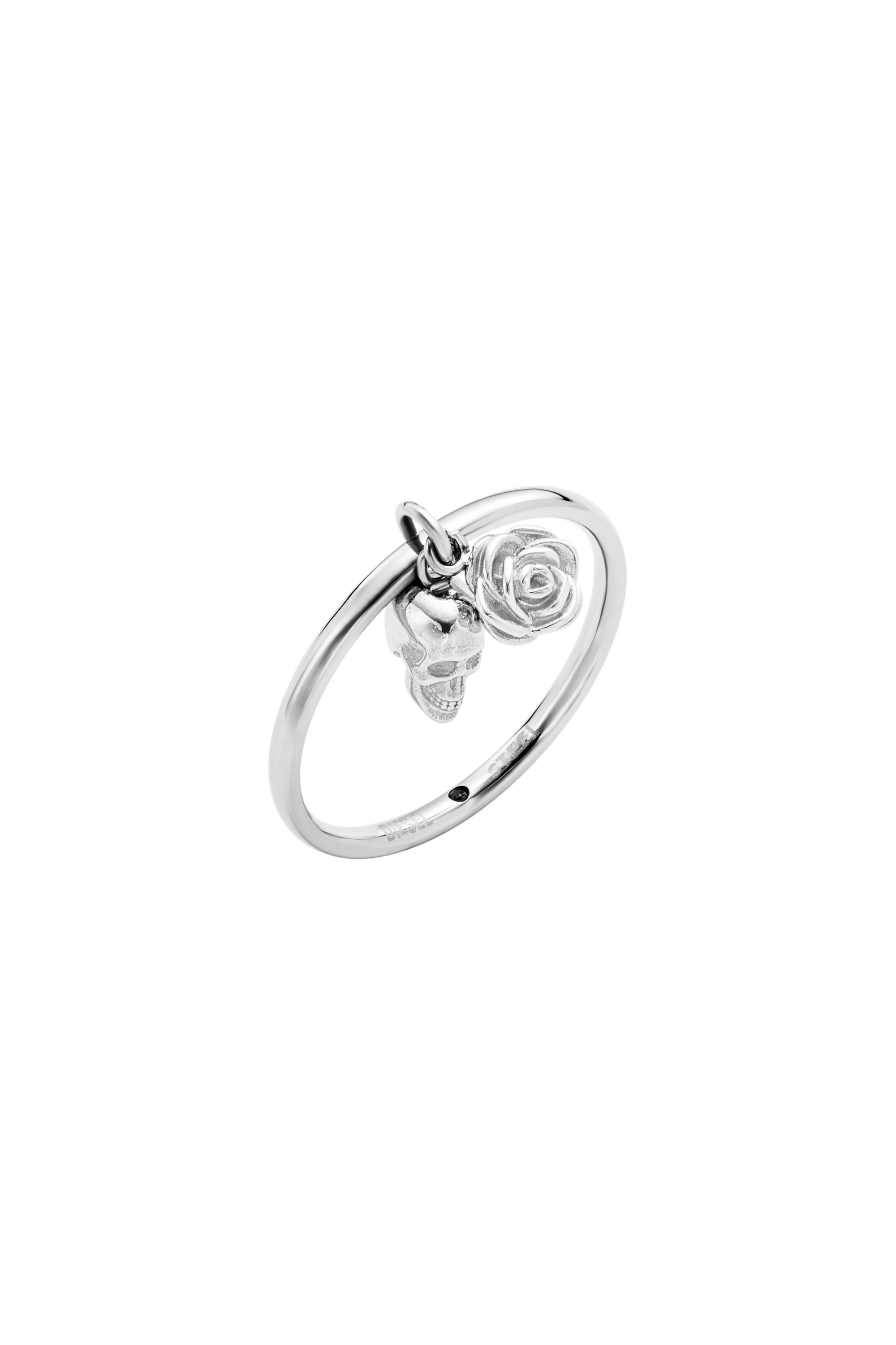 Diesel - DX1602040, Unisex Edelstahlring mit Totenkopf-Charm in Silber - 1