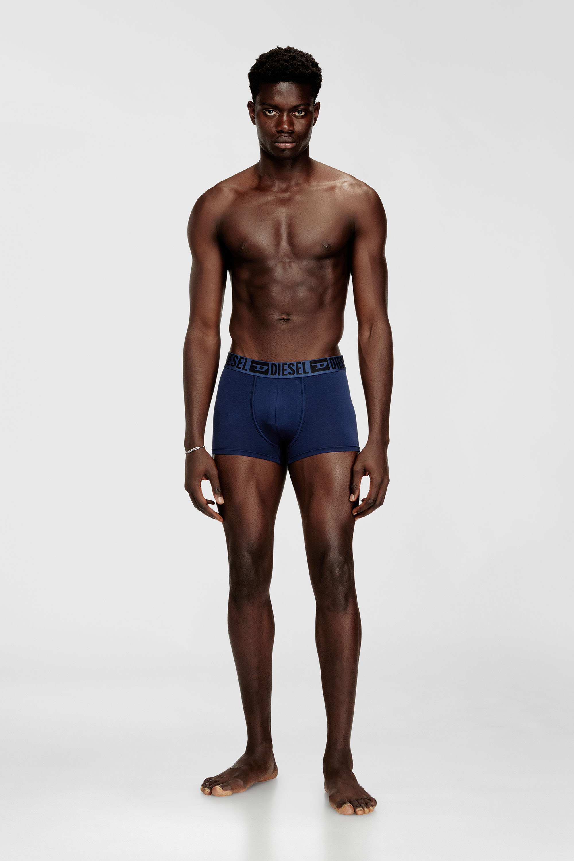 Diesel - MIKE-D-CORE-3PACK, Herren Boxershorts aus Baumwollstretch mit tonalem Bund im Dreierpack in Blau/Schwarz - 1