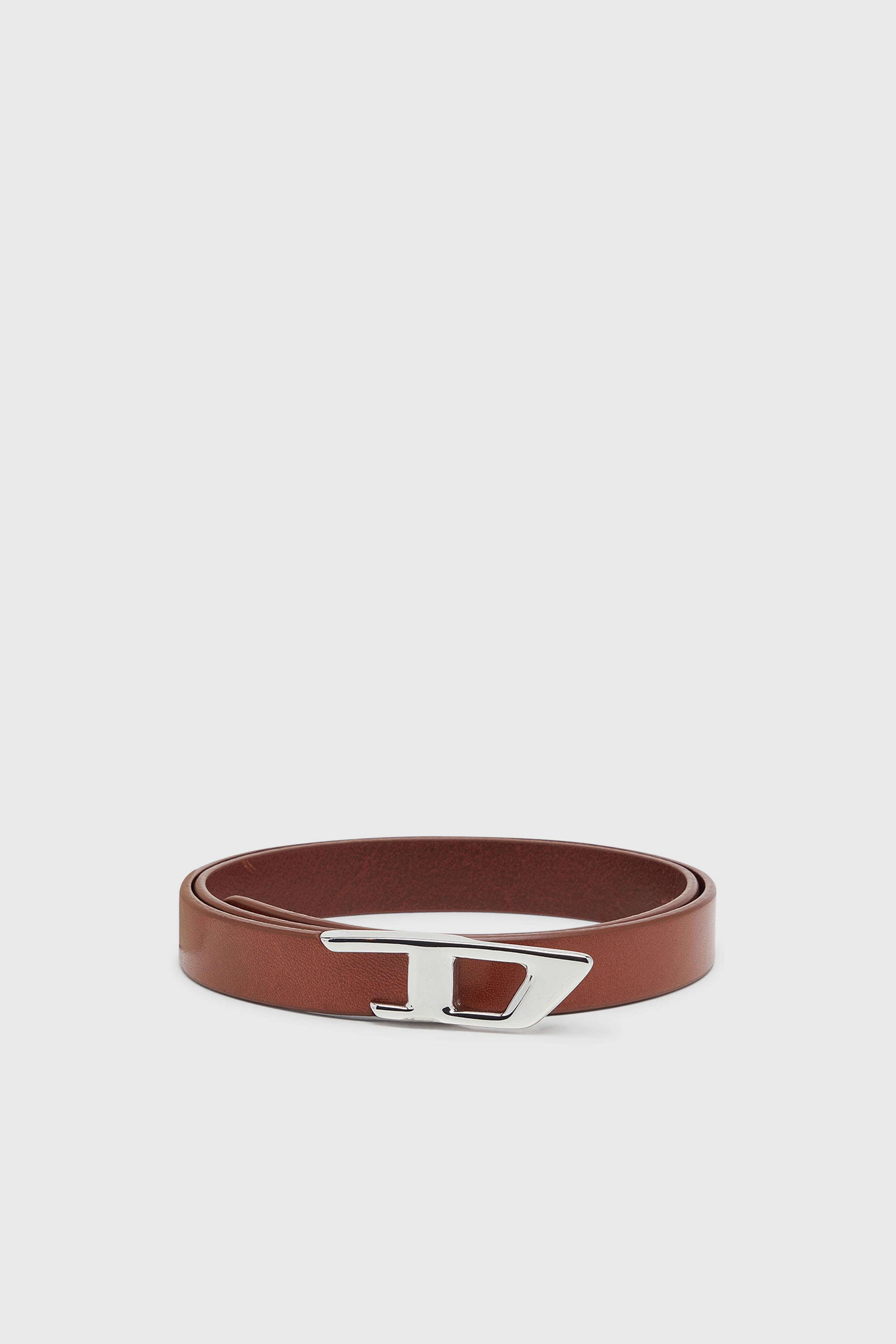 Diesel - B-D LOGO 2.0 20, Ceinture 2 cm en cuir avec boucle m&eacute;tallique D Femme in Marron - 1