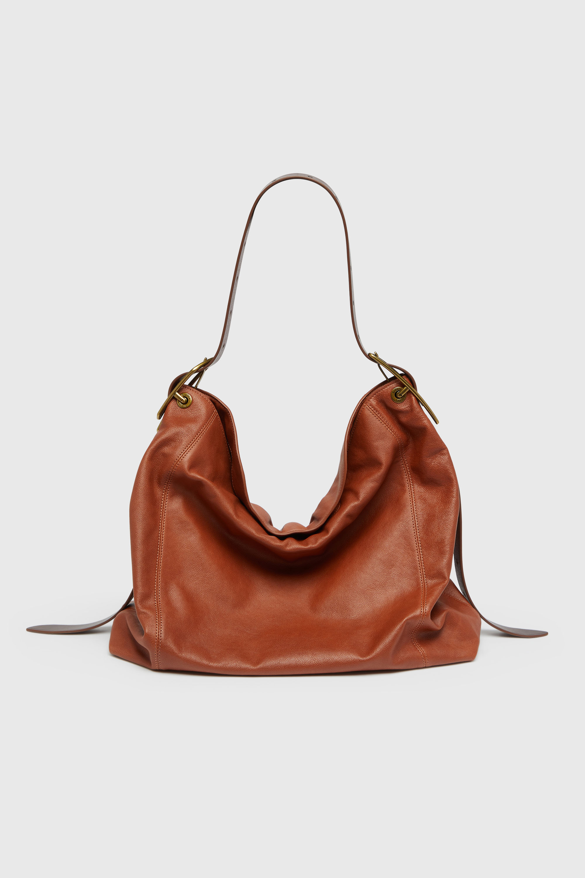 Diesel - D-LINE HOBO L, D-Line-Borsa hobo in pelle lucida Donna in Marrone - 2