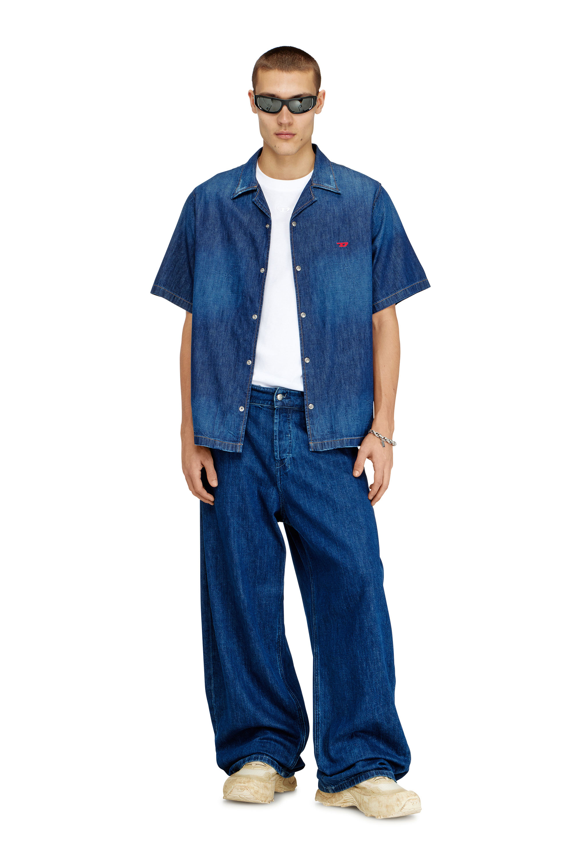 Diesel - D-NABIL-D, Chemise &agrave; manches courtes en denim Homme in Bleu - 2