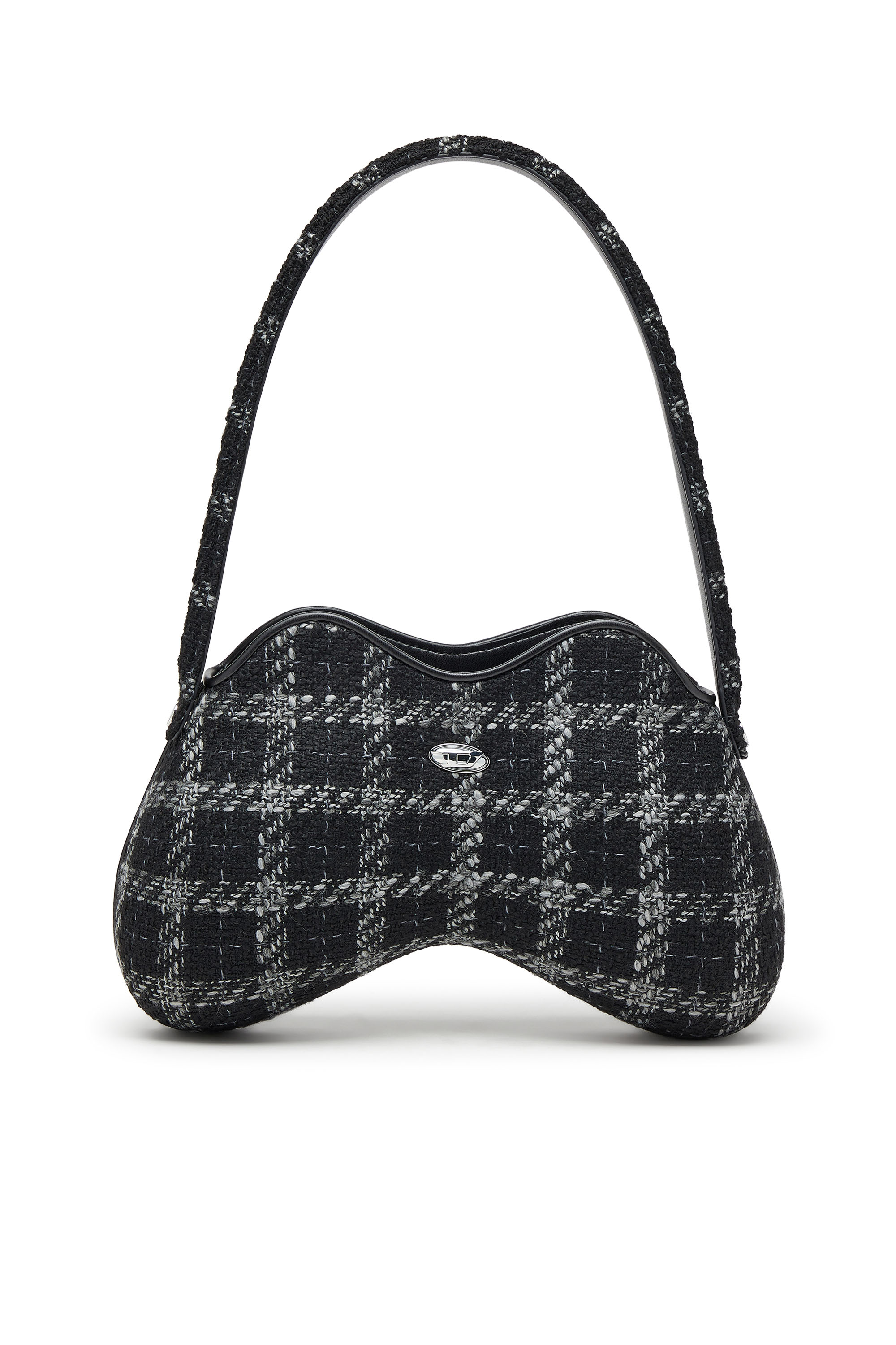 Diesel - DOUBLE-D SHOULDER, Damen Schultertasche mit Hahnentritt-Muster in Schwarz - 1