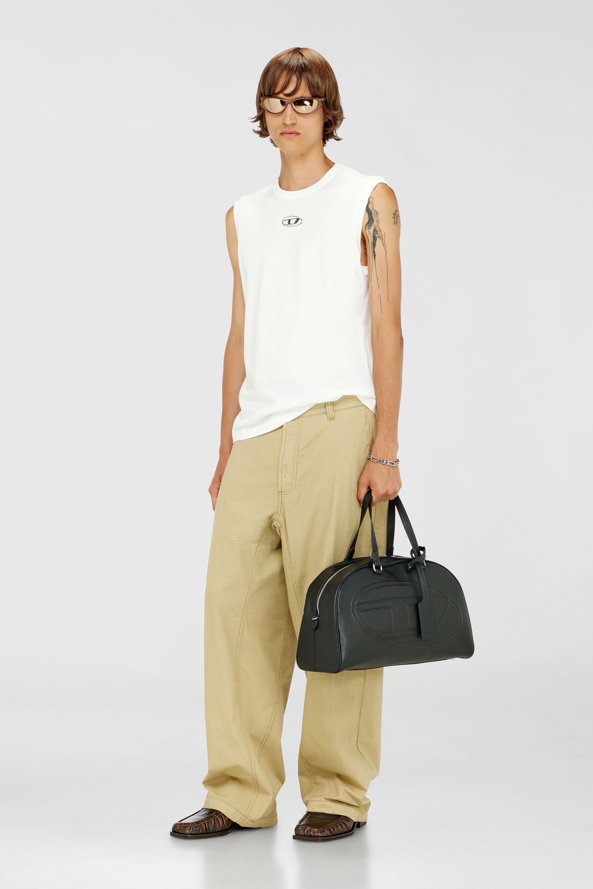 Diesel - T-BISCO-IOD, Canotta in cotone con Oval D metallizzata Uomo in Bianco - 2