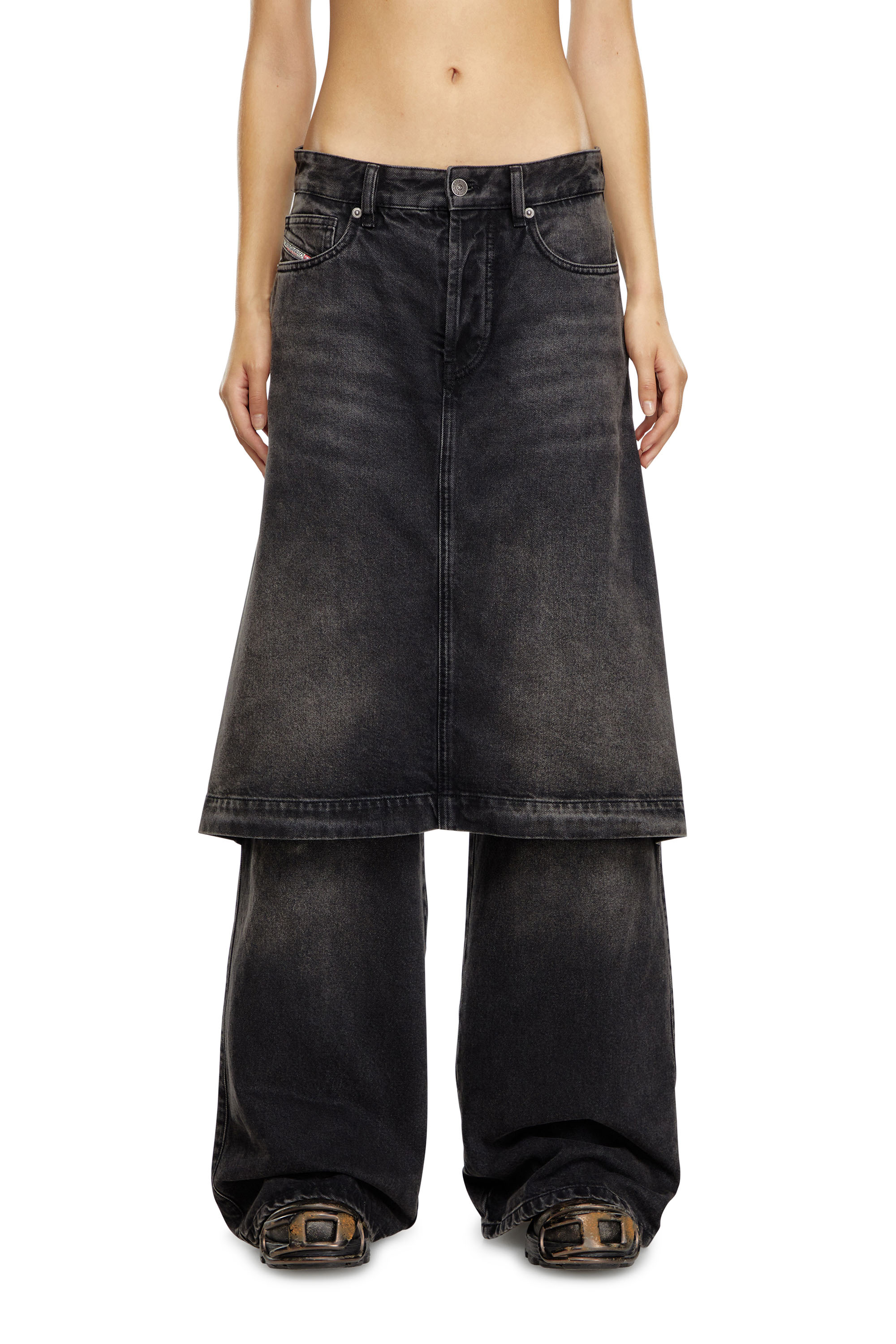 Diesel - Damen Straight Jeans D-Syren 0CBDG, Schwarz/Dunkelgrau - Image 1