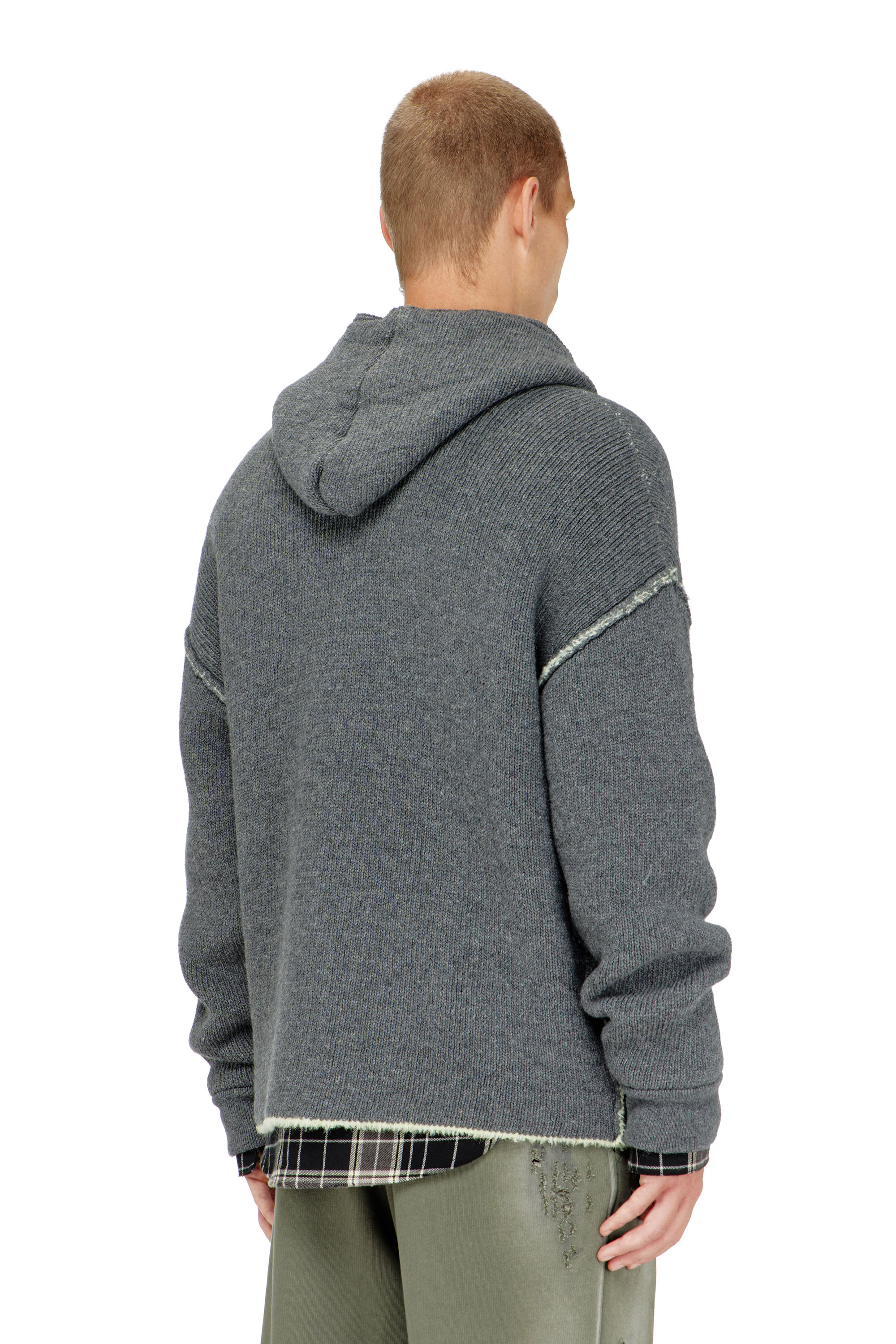 Diesel - K-BOUBBY, Herren Kapuzensweatjacke aus Strick mit zwei Strukturen und Rei&szlig;verschluss in null - 3