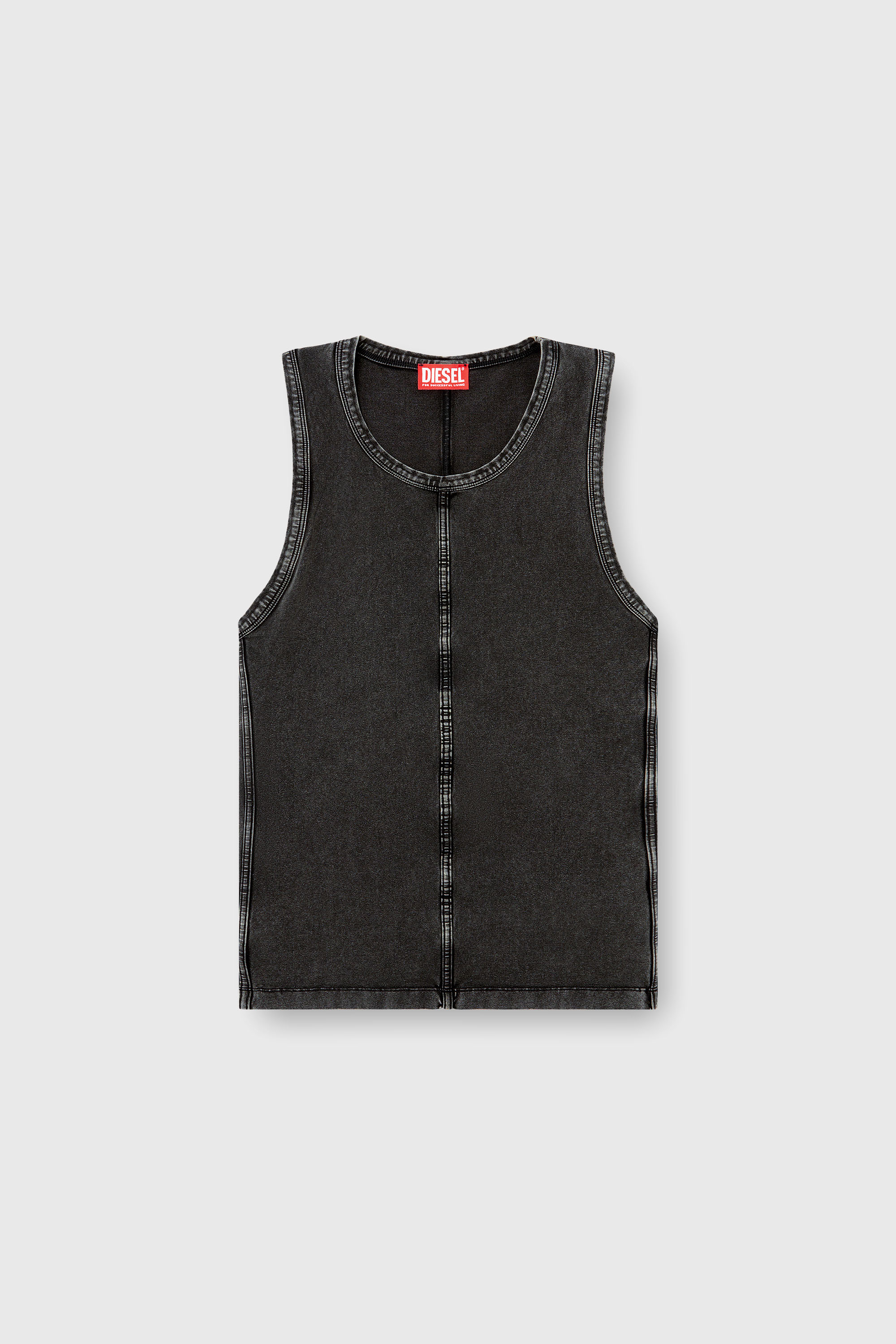 Diesel - T-MELY-SL, Canotta in jersey effetto denim Uomo in Nero - 2