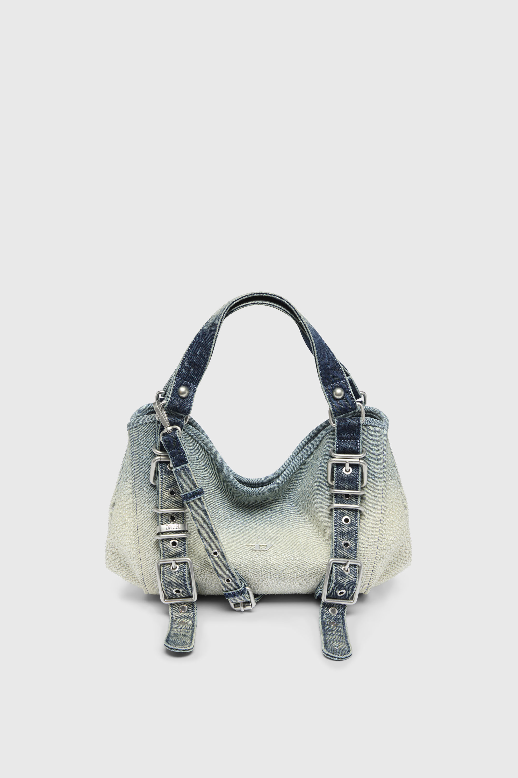 Diesel - D-ONE TOPHANDLE S, D-One-Sac small &agrave; poign&eacute;e sup&eacute;rieure en denim solaris&eacute; orn&eacute; de cristaux Femme in Bleu - 2
