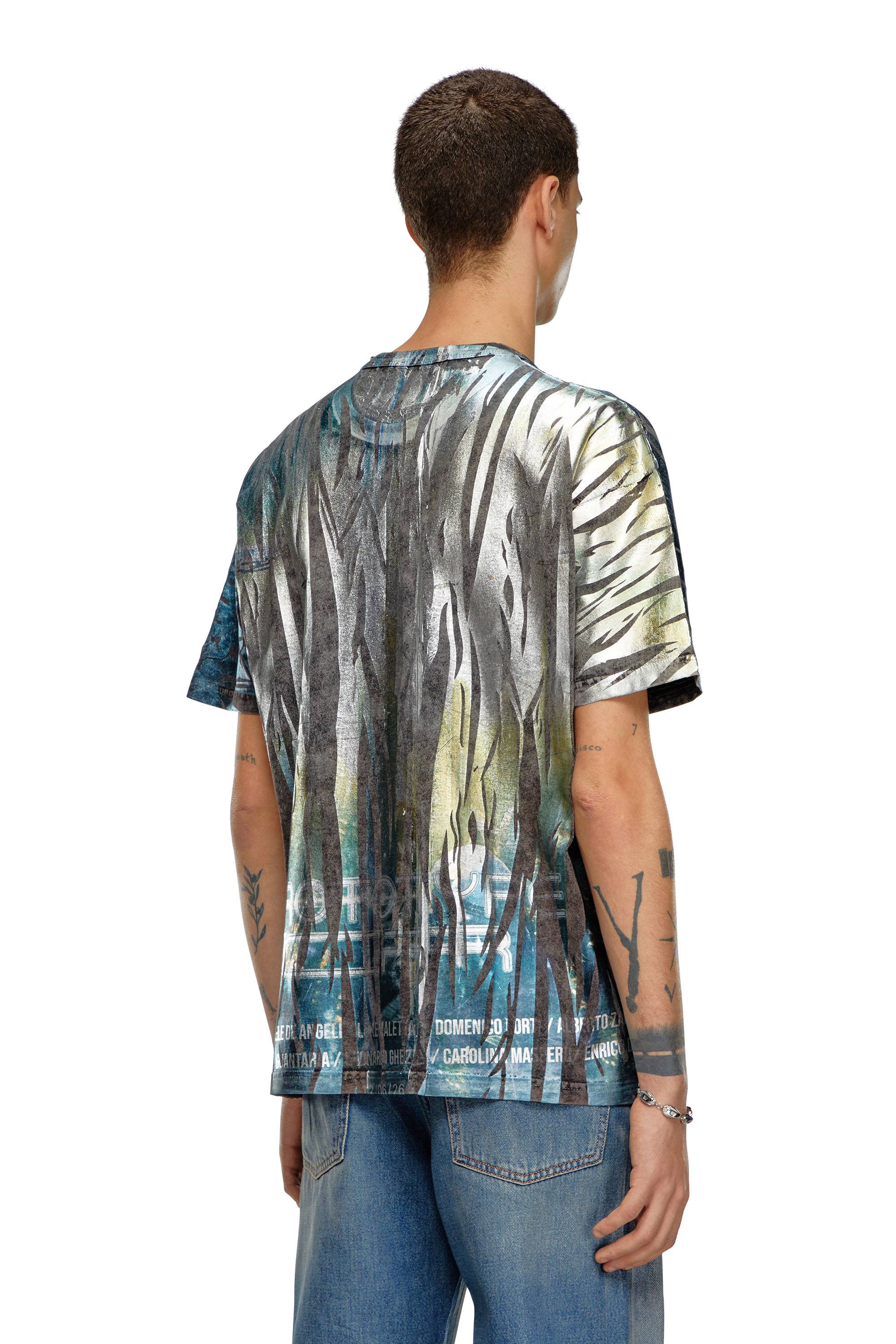 Diesel - T-BORD-Q1, Homme T-shirt avec traitement froissé in Polychrome - Image 3
