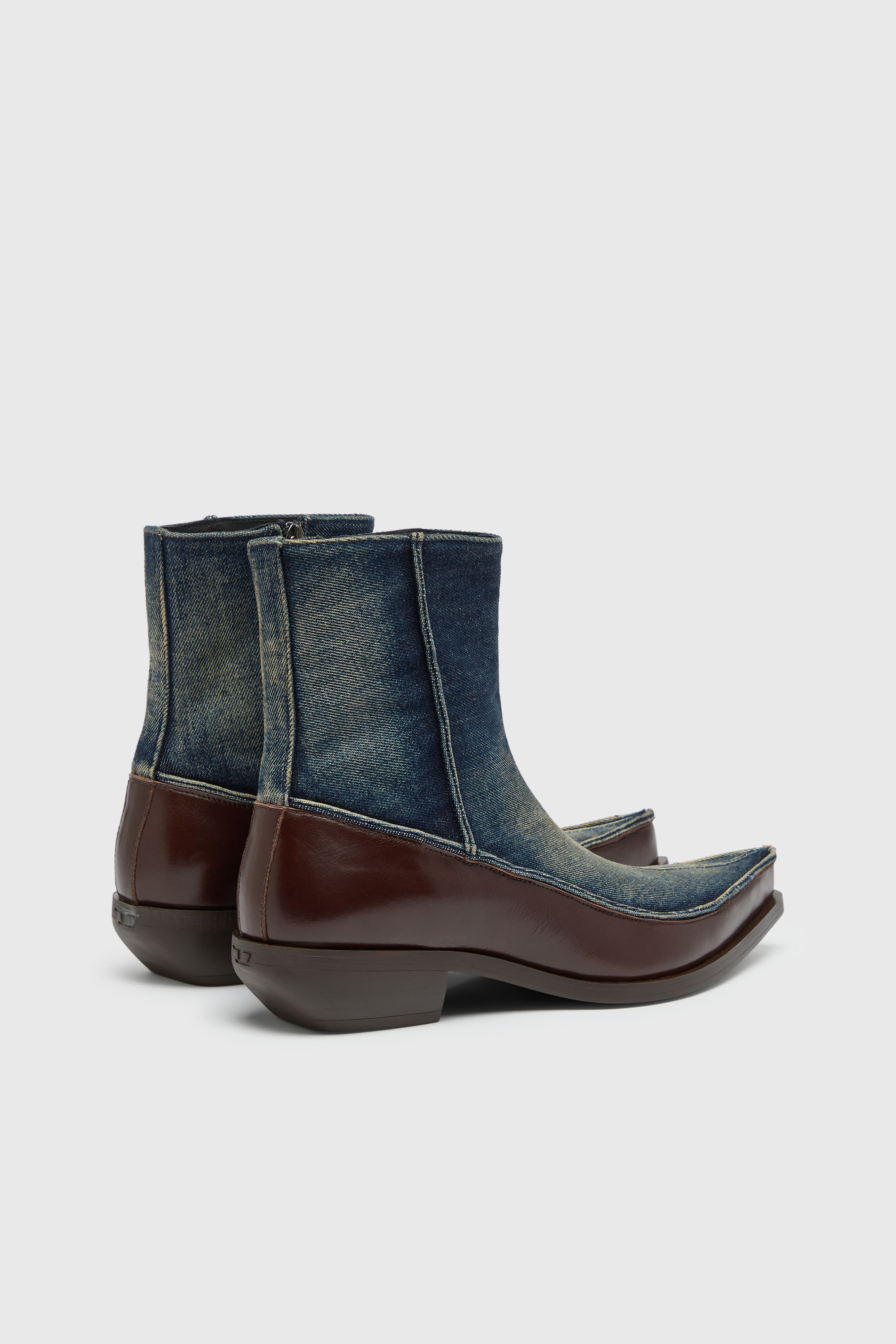 Diesel - D-FRIDO-30-TR, D-Frido-Bottines western en cuir et denim Homme in ToBeDefined - 3