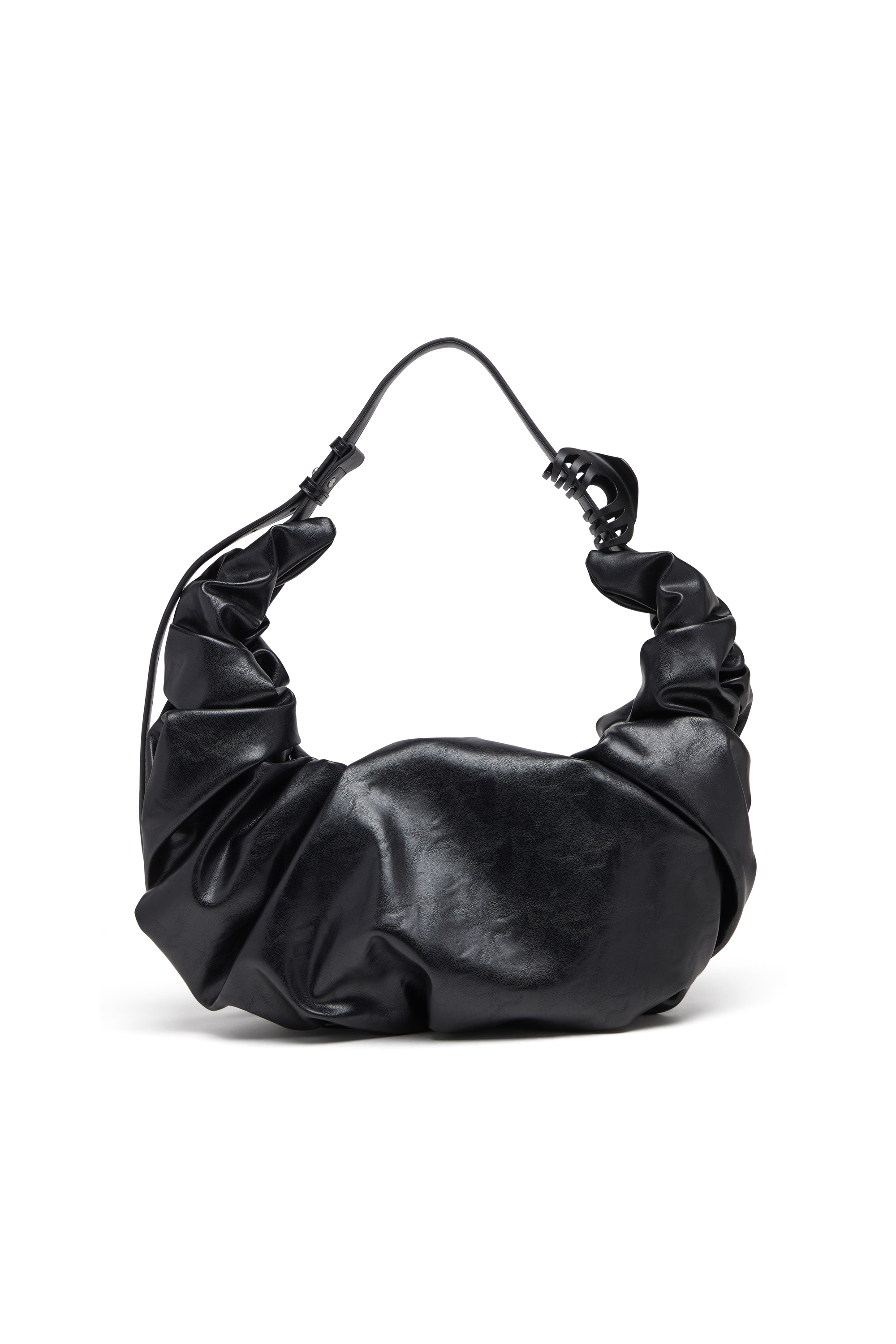Diesel - GRAB-D HOBO L, Grab-D L-Borsa hobo grande in PU lucido scrunched Donna in Nero - 3