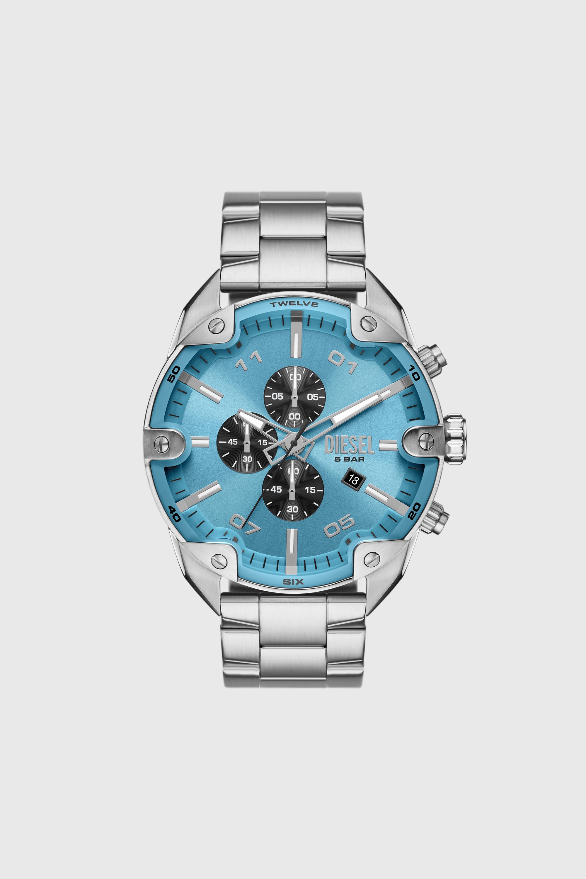 Diesel - DZ4655, Montre Spiked en acier inoxydable Homme in Gris argent&eacute; - 1