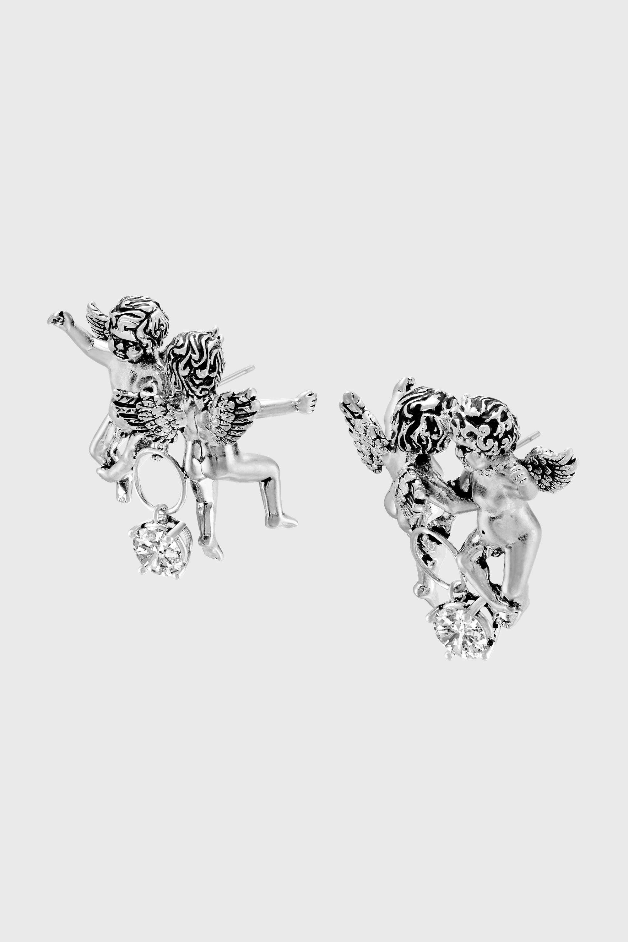Diesel - DX1753040, Orecchini pendenti finitura argento con motivo angelo Unisex in Argento - 1