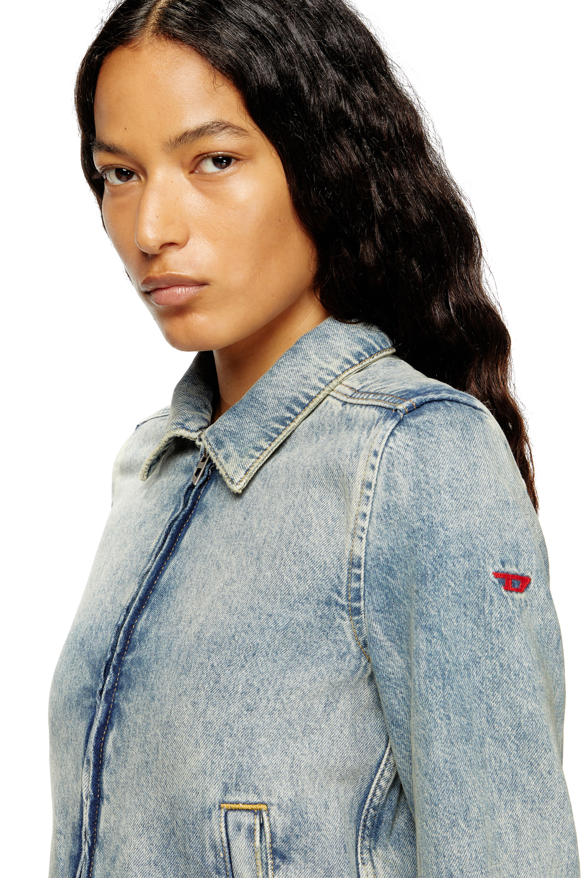 Diesel - DE-CORB, Woman's Jacket in dirt-effect fluid Tencel denim in Light Blue - 5