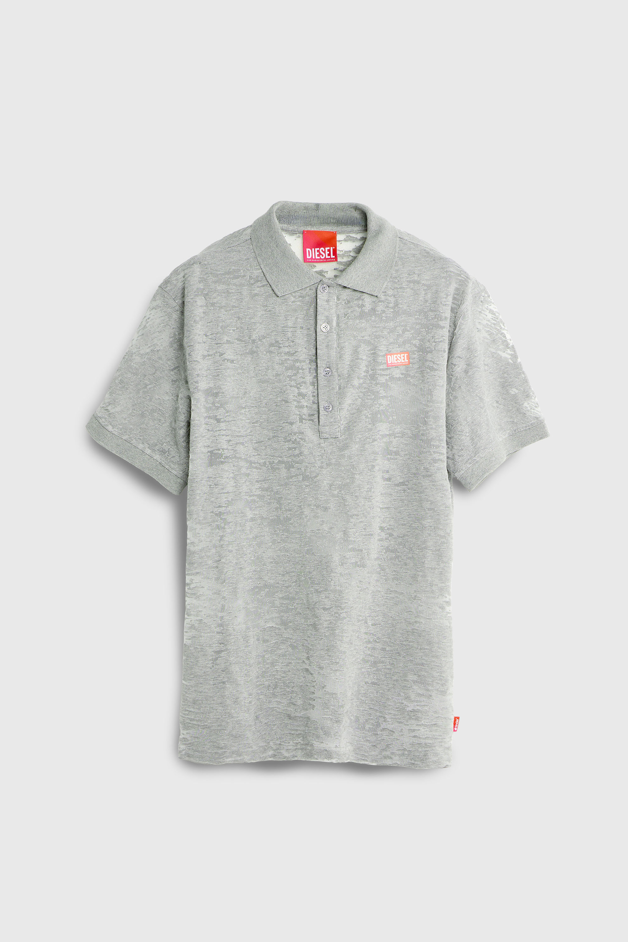 Diesel - PR-T-REJUST, Herren Poloshirt aus all-over devor&eacute;-Jersey in Hellgrau - 2