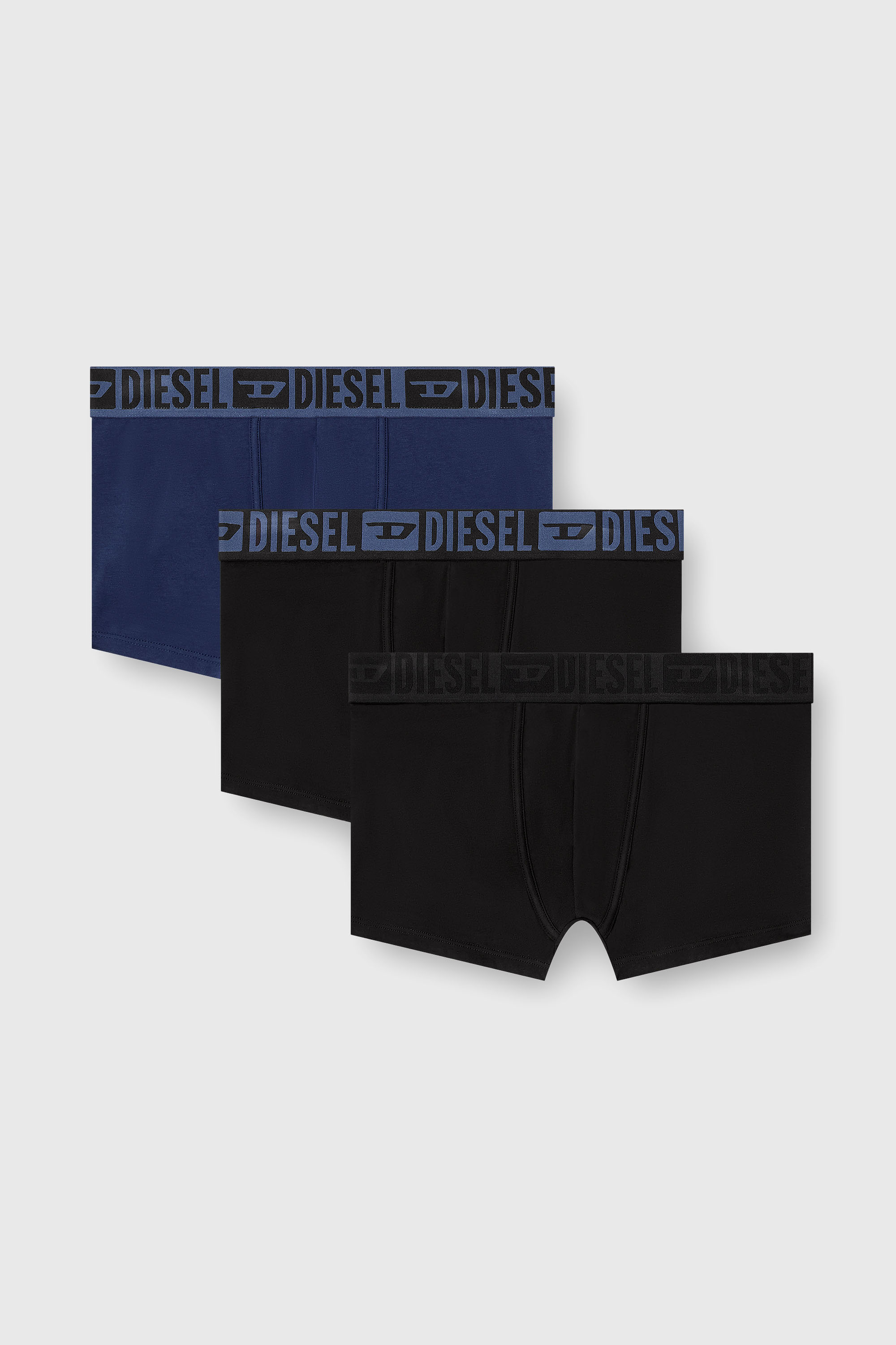 Diesel - MIKE-D-CORE-3PACK, Herren Boxershorts aus Baumwollstretch mit tonalem Bund im Dreierpack in Blau/Schwarz - 2