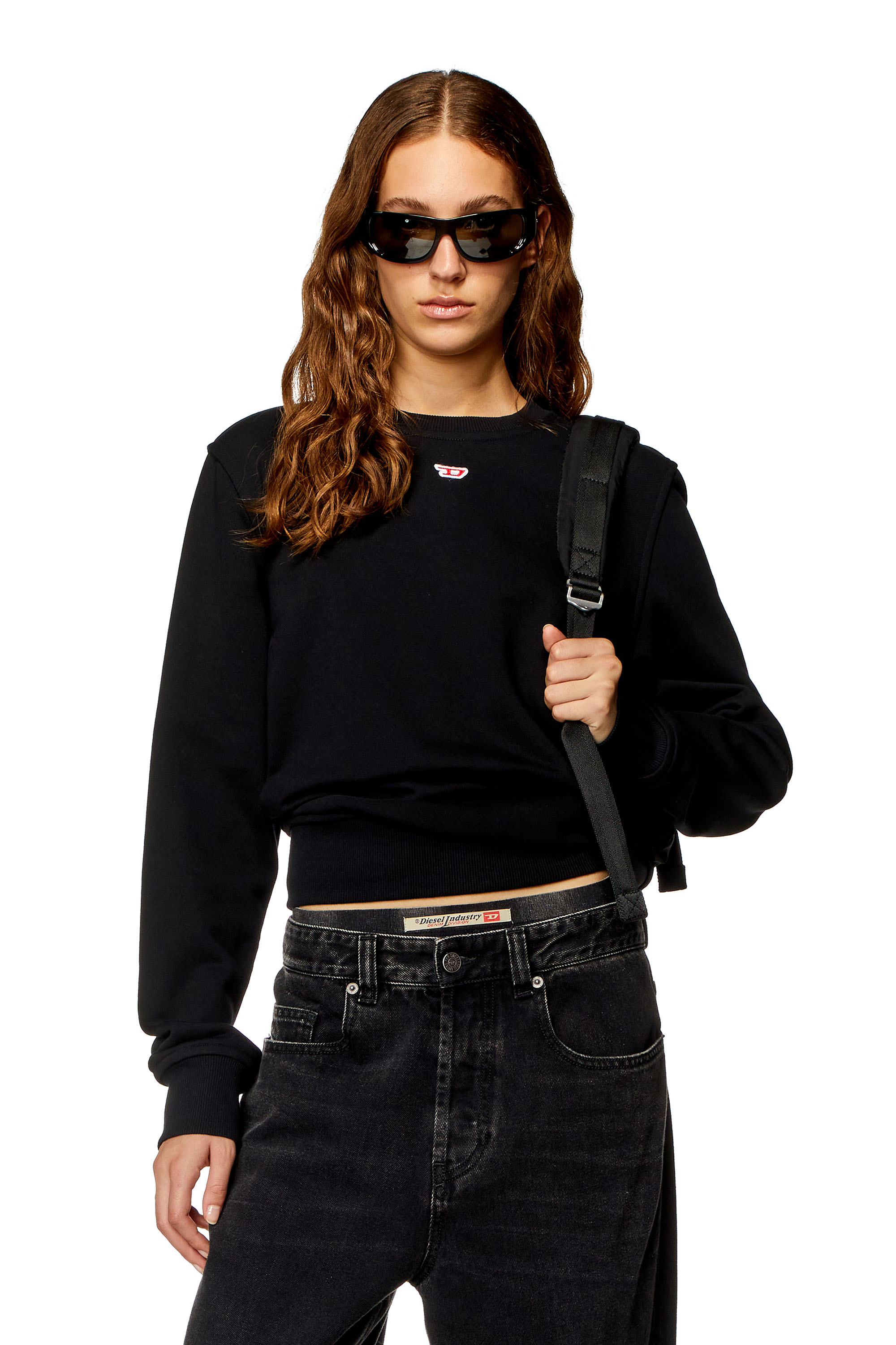 Diesel - S-GINN-D, Sweat-shirt avec logo D Femme in Noir - 3