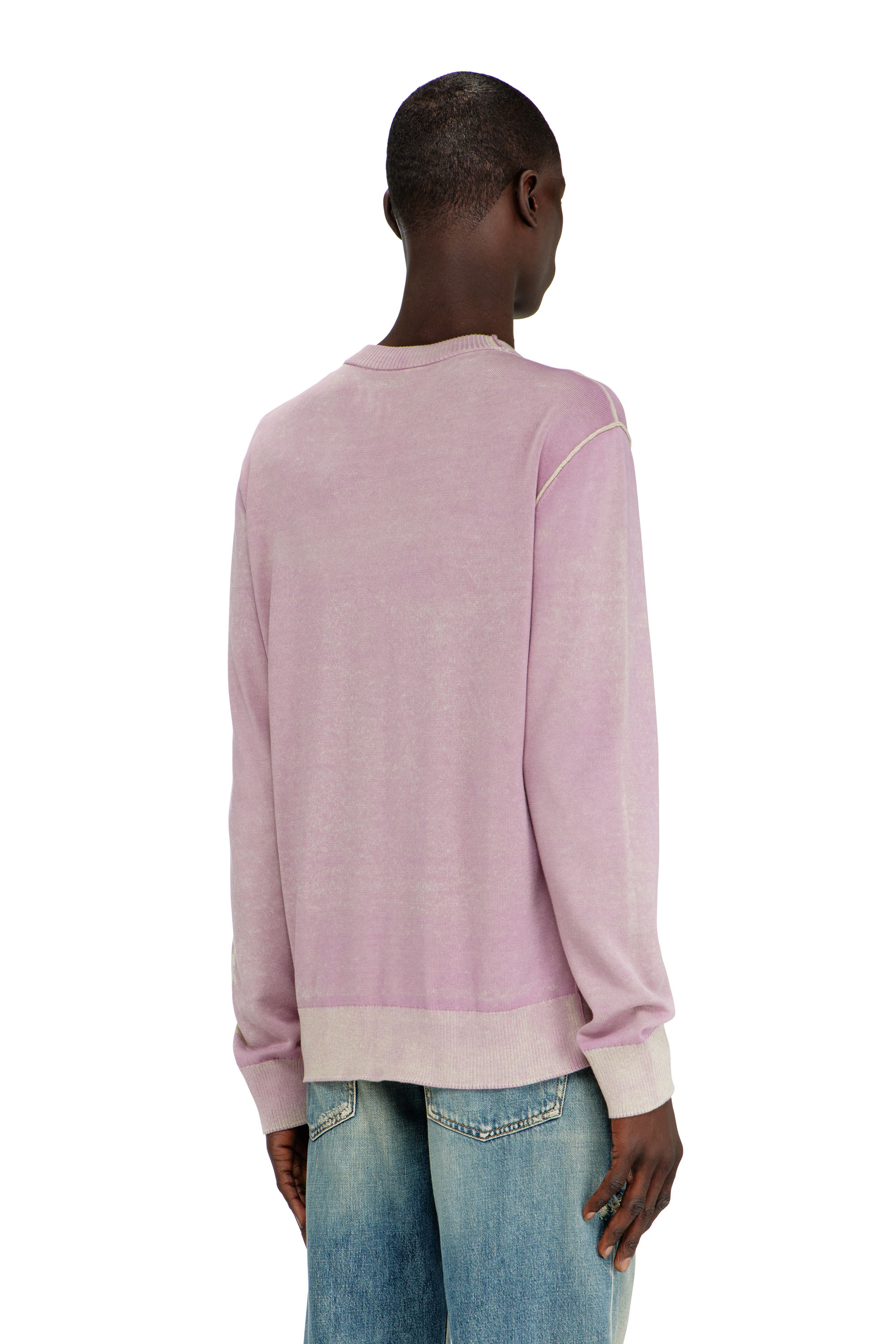 Diesel - K-LAUTI, Herren Pullover aus behandelter Baumwolle mit Slogan in Lila - 4