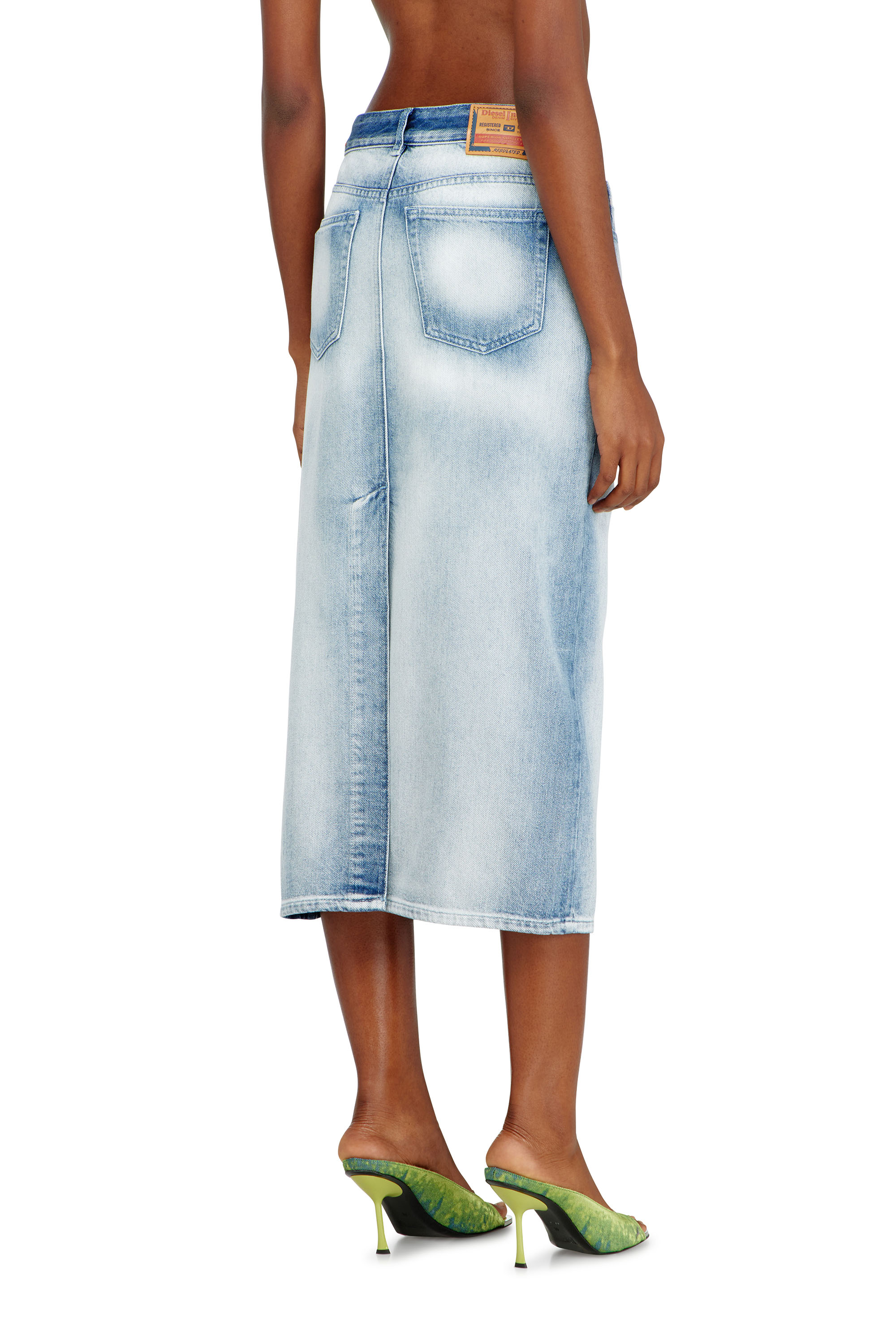 Diesel - DE-SKYE-FSI, Damen Rock aus mittel-hellem Skeleton-Denim in Hellblau - 4