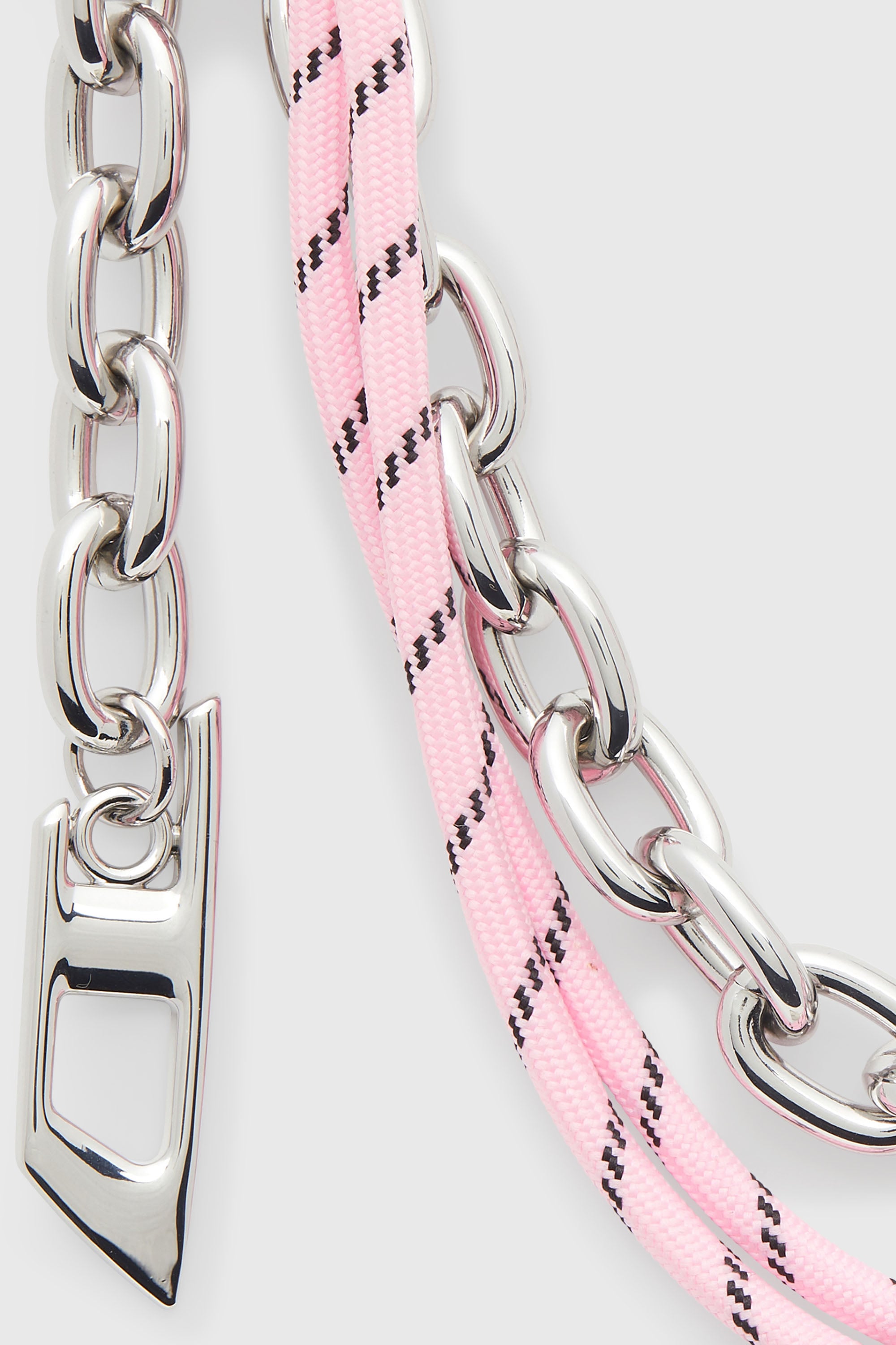 Diesel - CHAIN-D M, Breloque en m&eacute;tal avec cha&icirc;ne et d&eacute;tail corde Femme in Gris argent&eacute; - 2