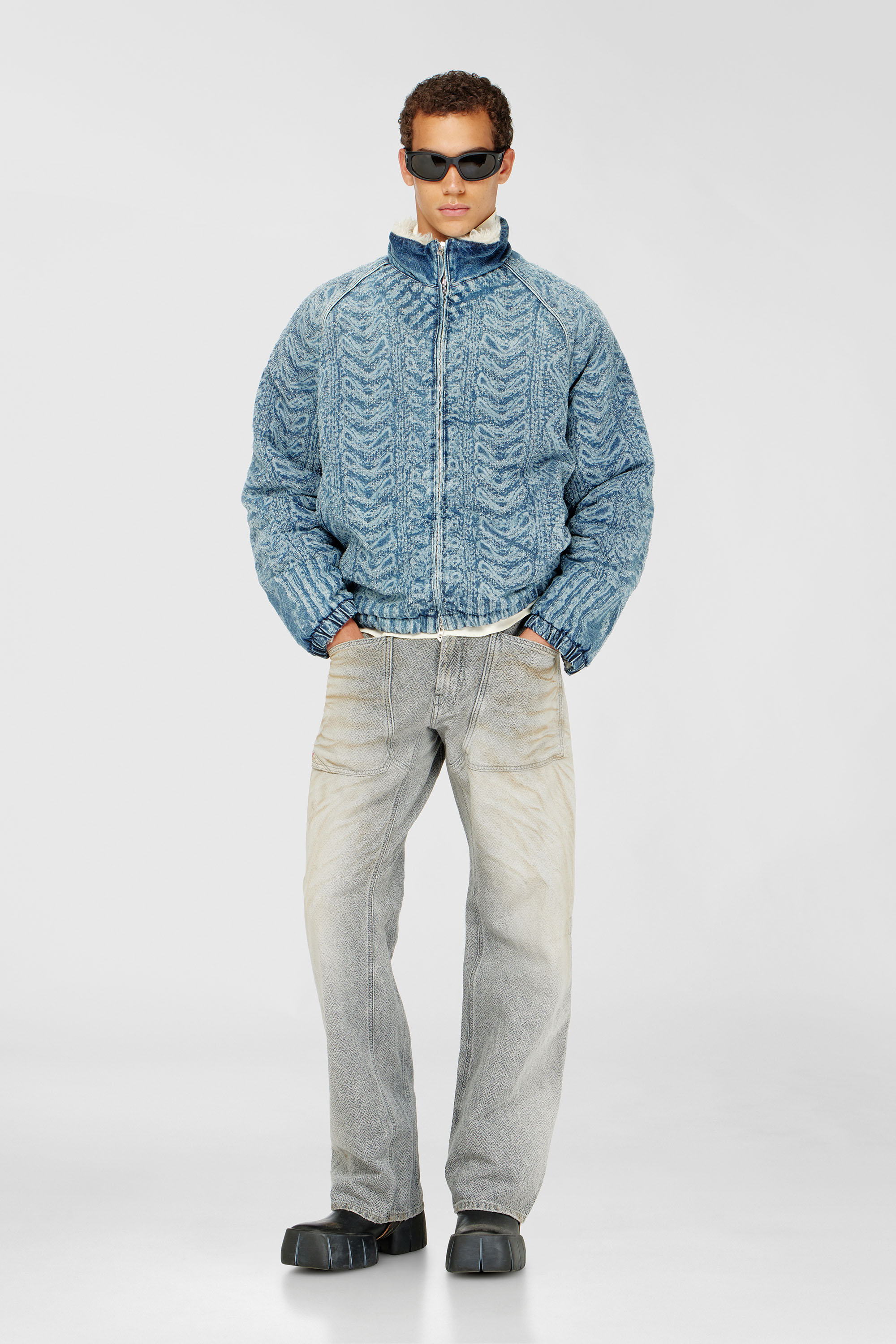 Diesel - D-KRAPS-S, Giacca in denim effetto maglia a trecce Uomo in Blu - 1