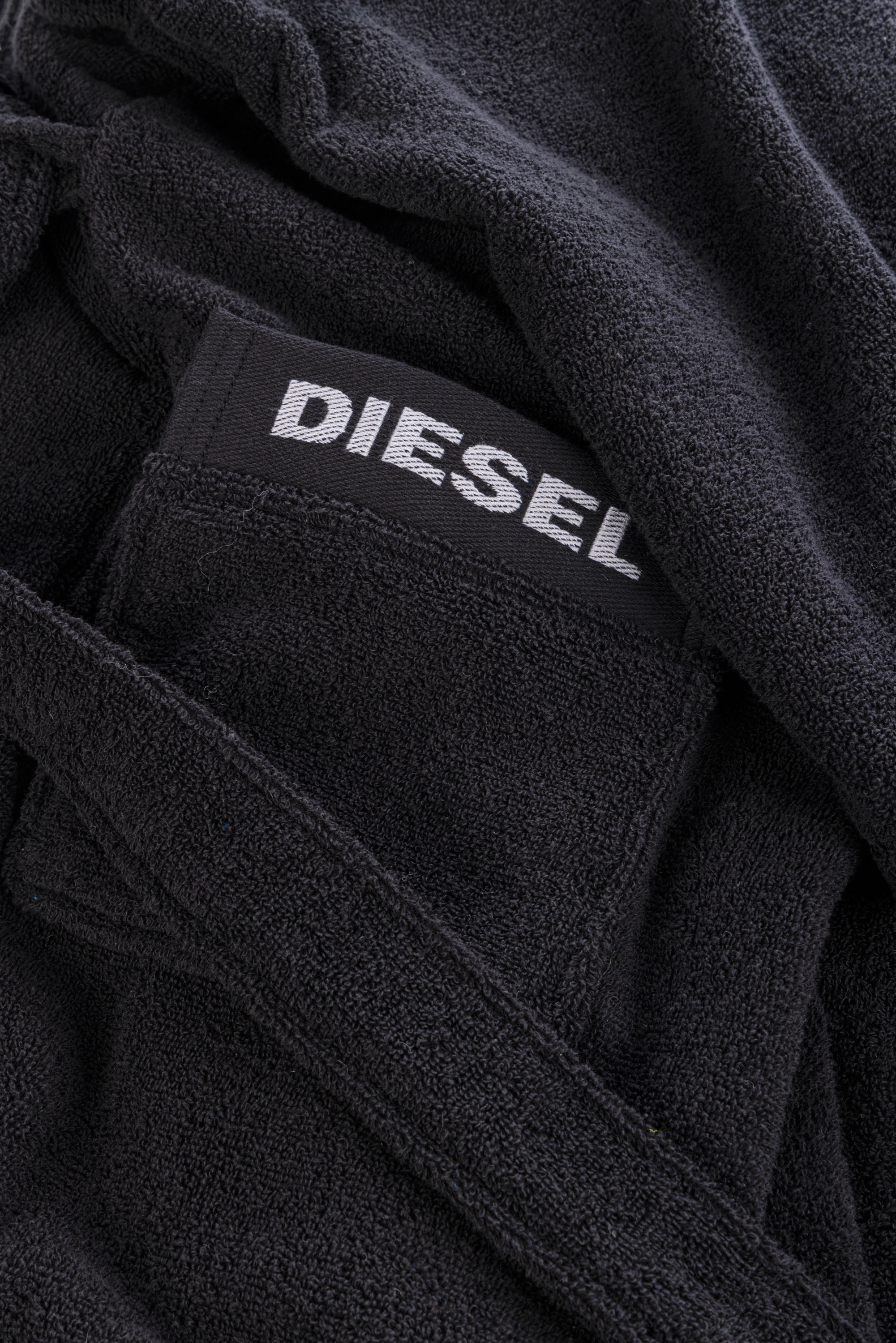 Diesel - 1015115 LOGO-COTTON BATHROBE SIZE M/L BL, Peignoir en Éponge de Coton, taille M/L Mixte in Noir - 2