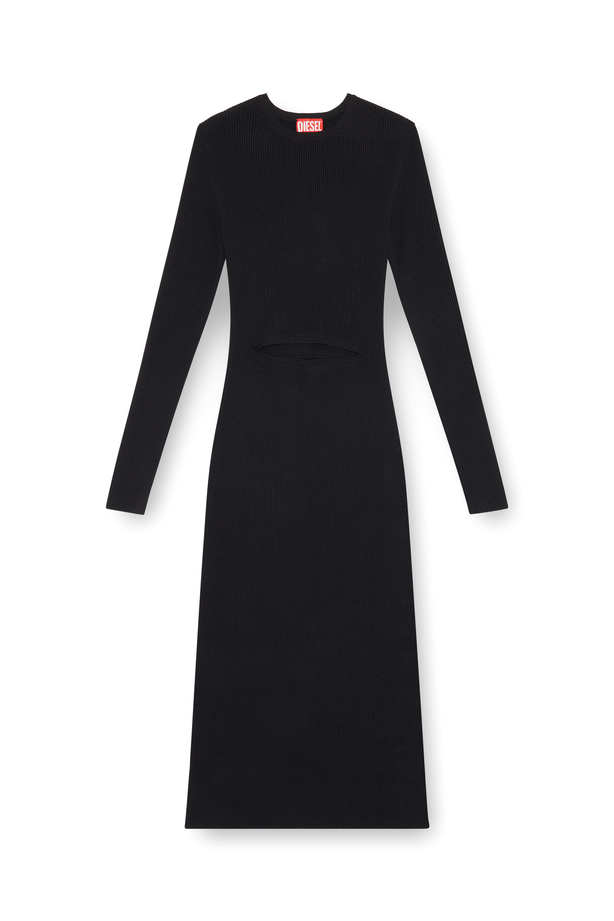 Diesel - M-PELAGOS, Damen Kleid aus Wollmischgewebe mit Cutout in Schwarz - Image 1
