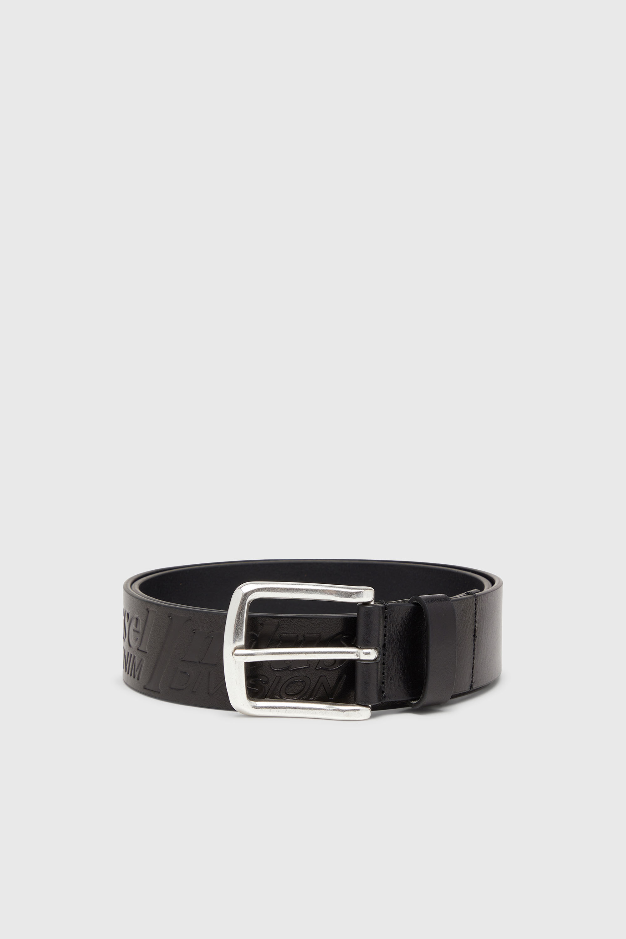 Diesel - B-FLAG-D EMBOSSED, Ceinture 4 cm en cuir avec logo grav&eacute; Homme in Noir - 1