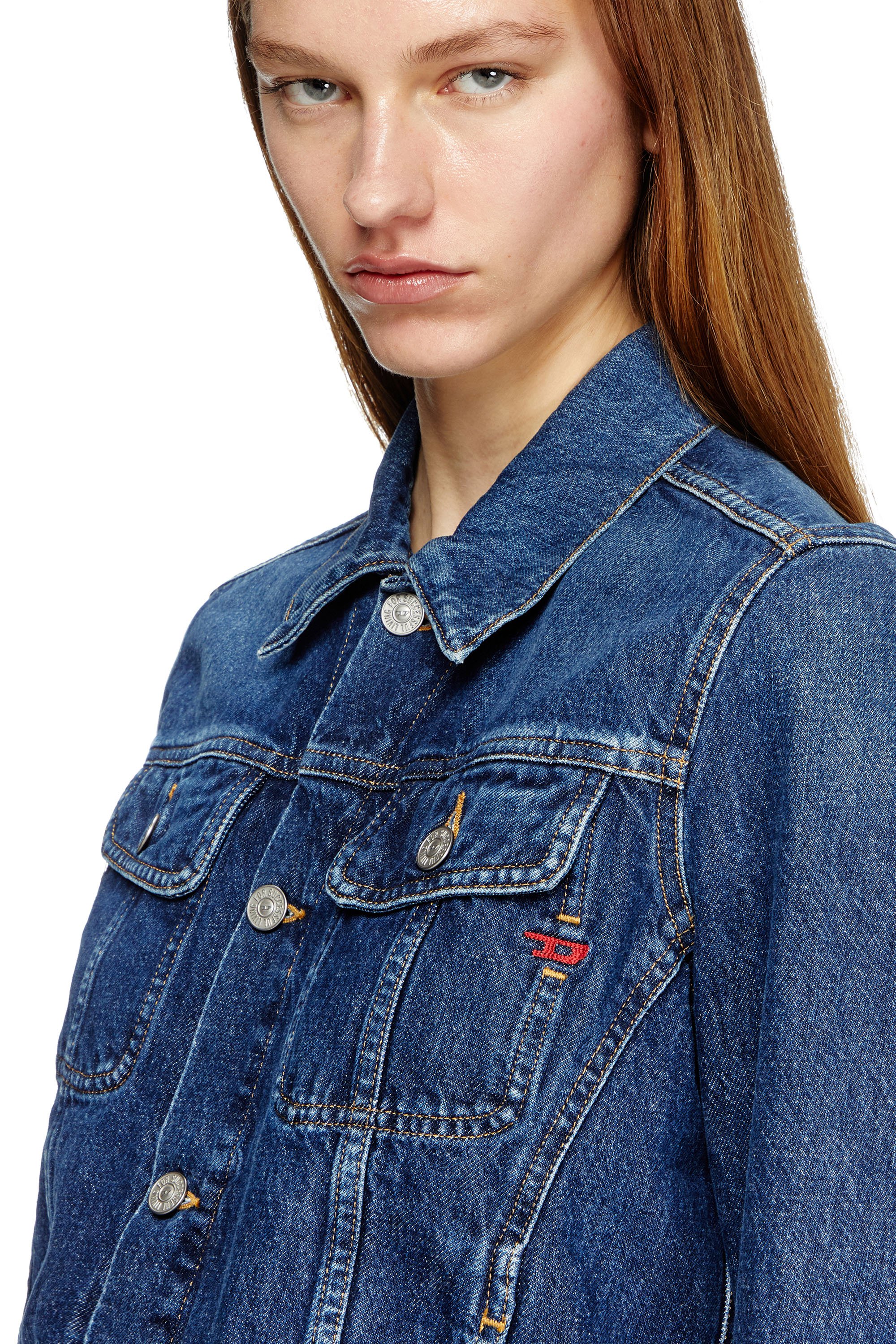 Diesel - DE-BONNY, Damen Truckerjacke aus Denim in Dunkelblau - 5