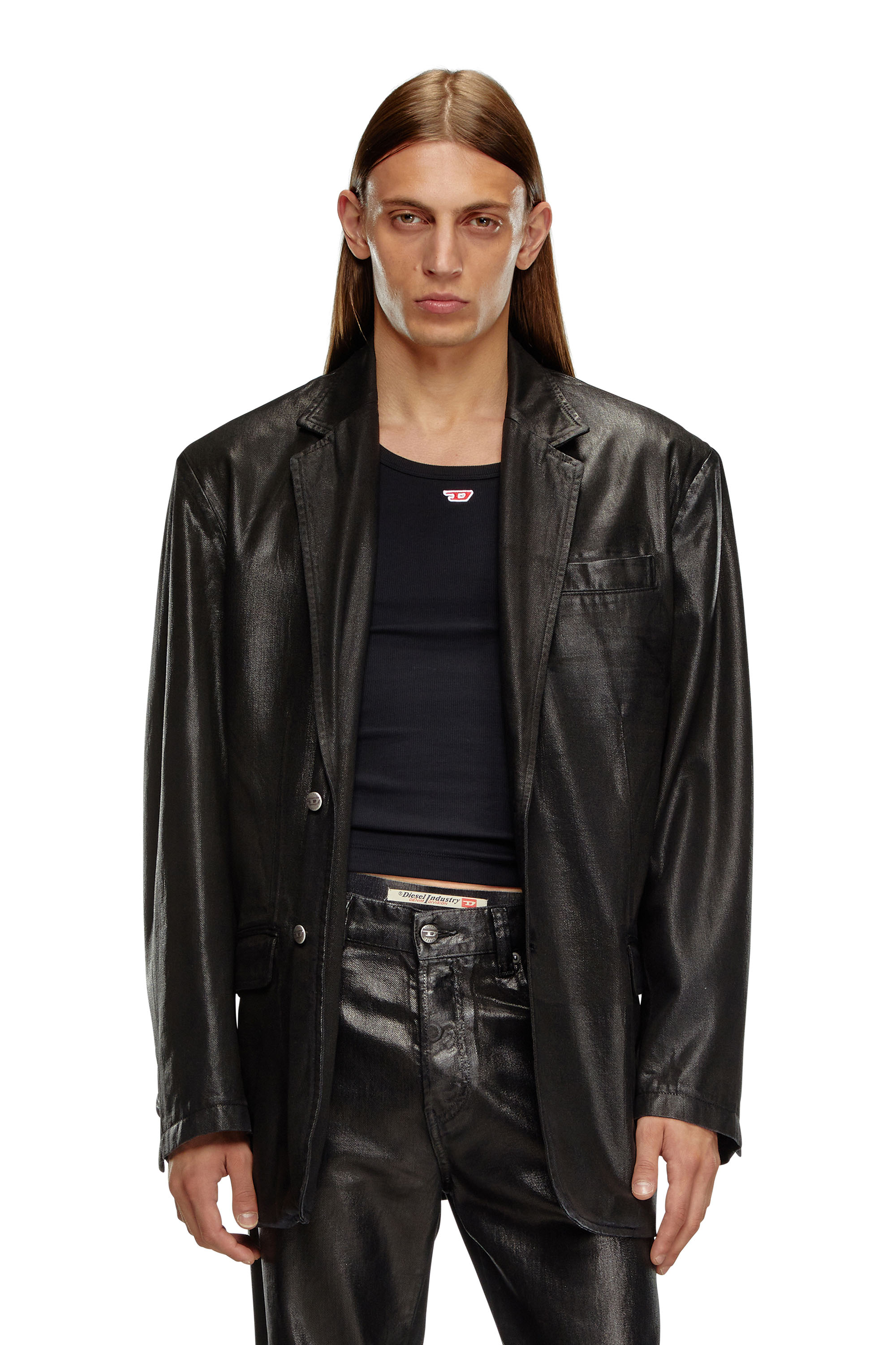 Diesel - D-BLA, Blazer in denim sartoriale coated Unisex in Nero - 2